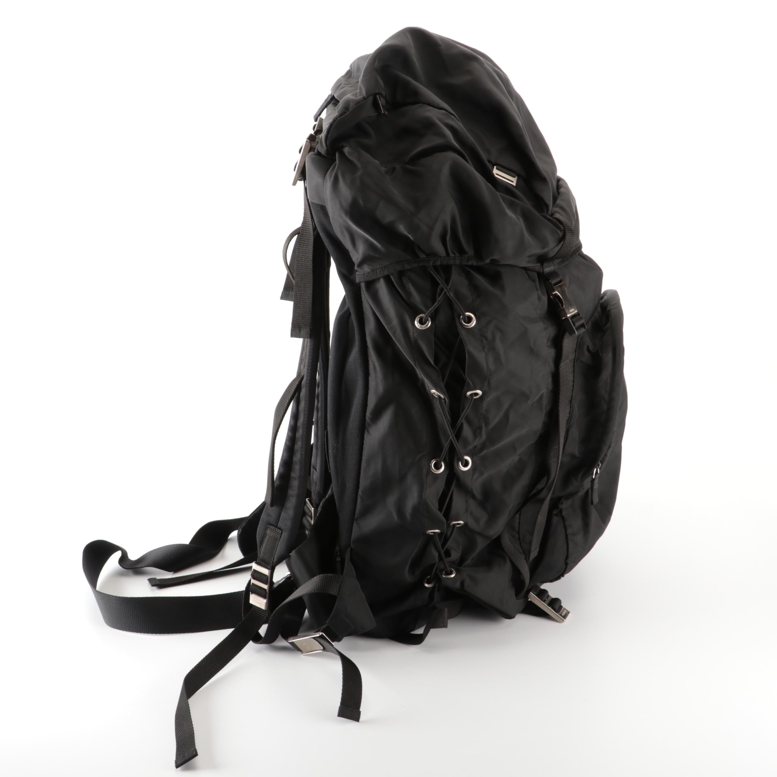 Prada Internal Frame Hiking Backpack in Nylon and Canvas