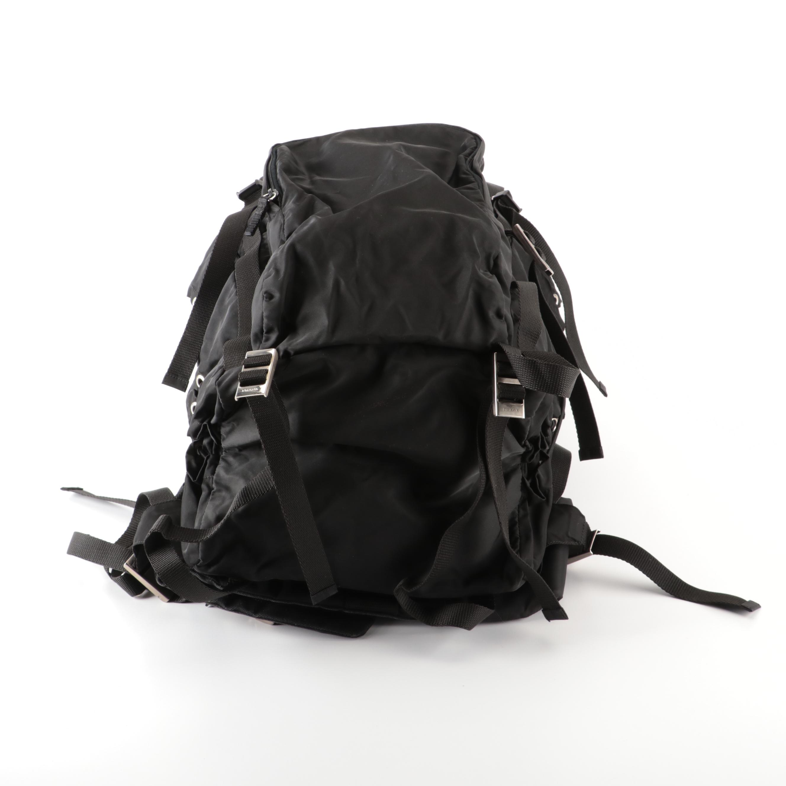 Prada Internal Frame Hiking Backpack in Nylon and Canvas