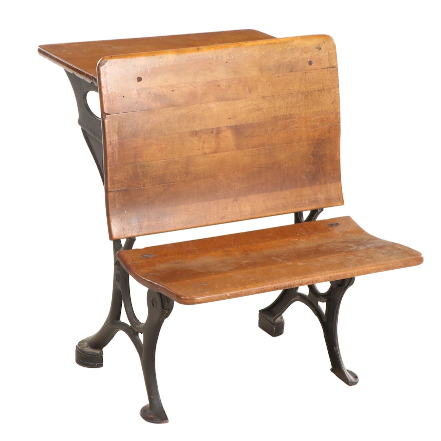 Cast Iron and Maple Chiid's School Desk, Early 20th Century