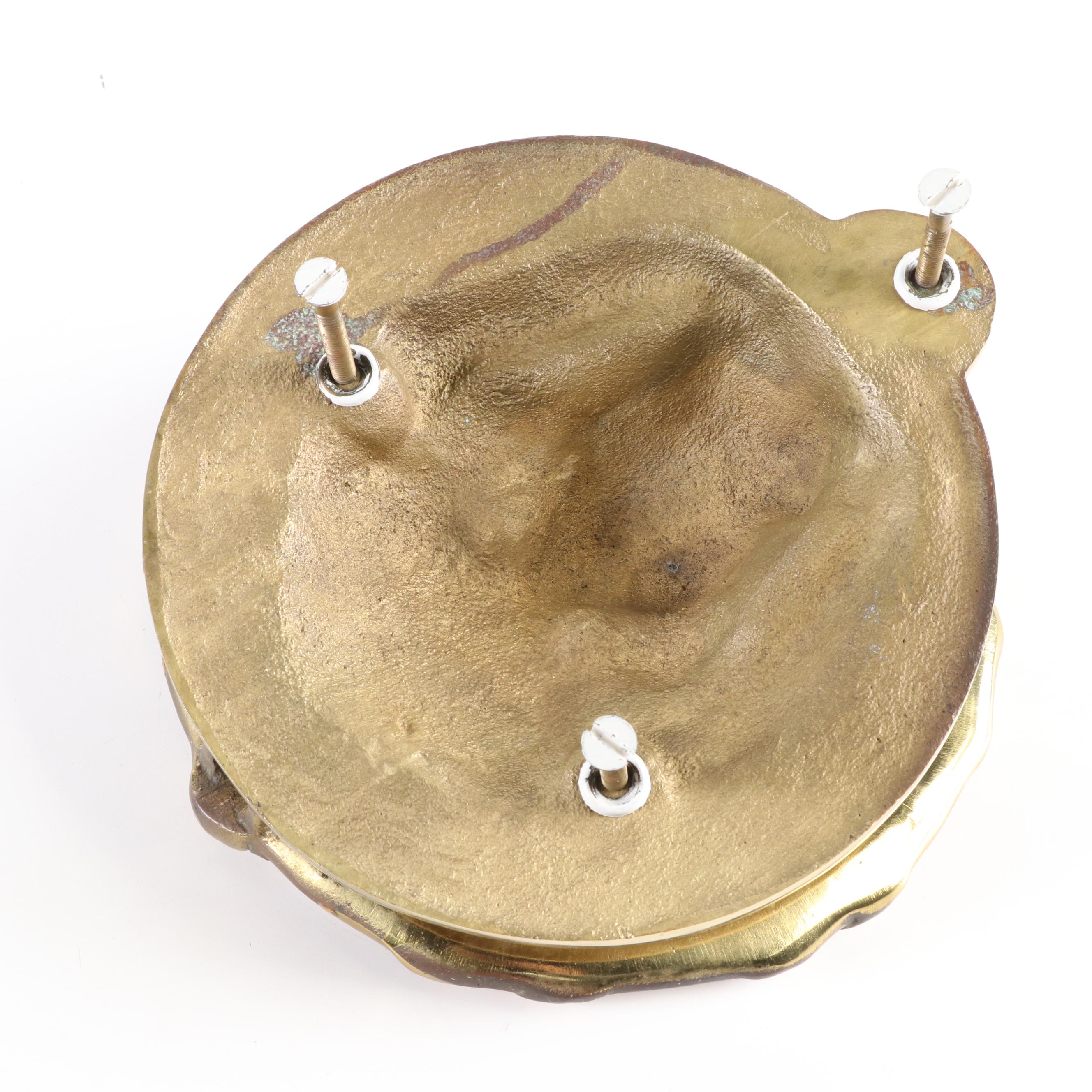 Large Scale Renaissance Style Brass Lion Door Knocker, Mid to Late 20th Century