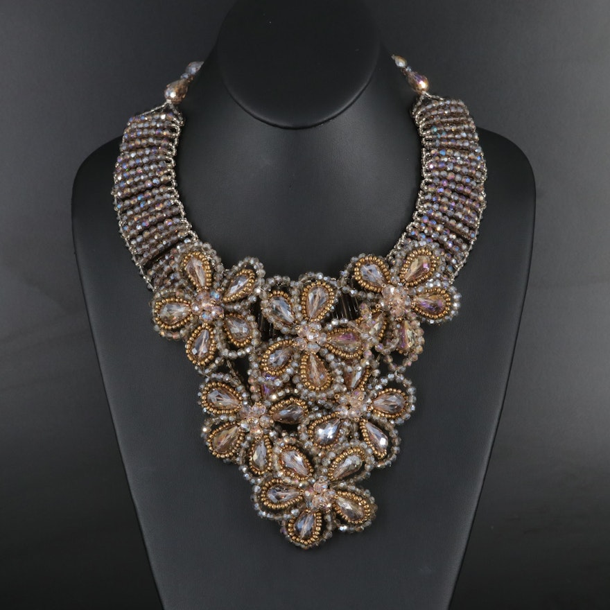 Rara Avis by Iris Apfel Crystal and Glass Flower Bib Necklace