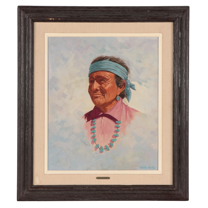 Willis M. Rue Portrait Oil Painting "Hatahila," Mid-Late 20th Century