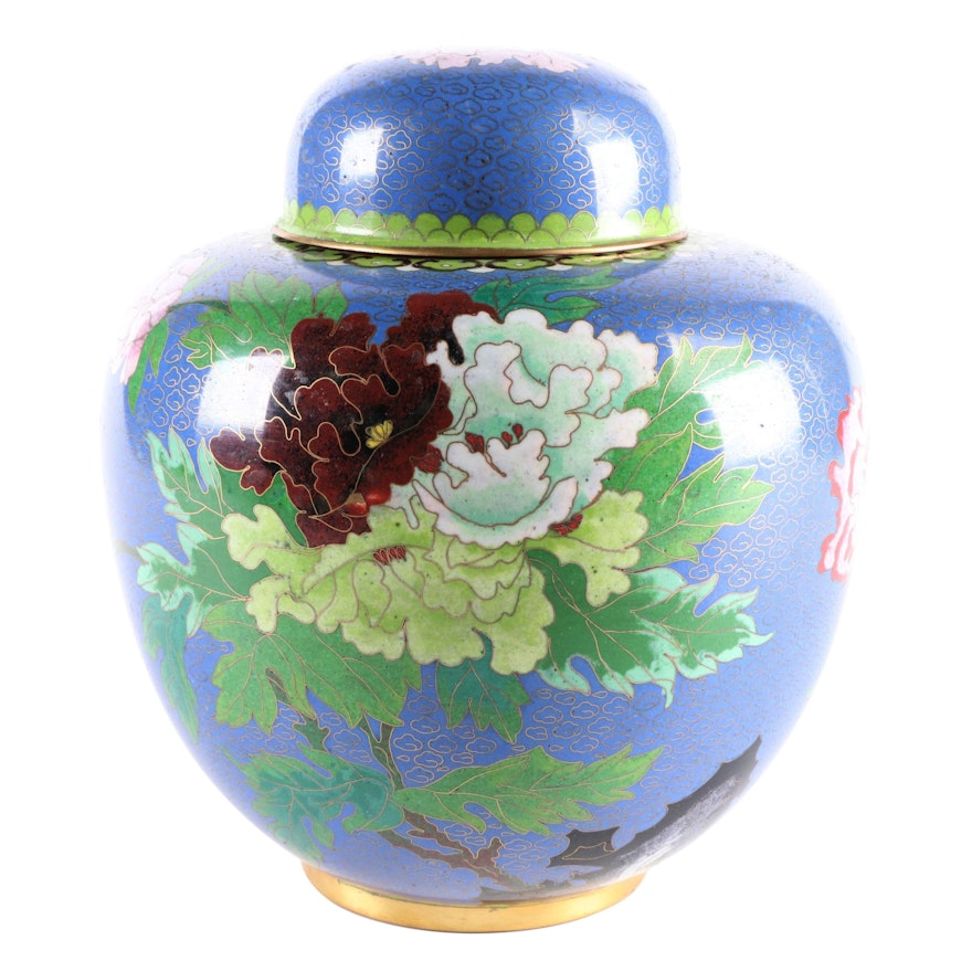 Chinese Cloisonné Ginger Jar, Mid to Late 20th Century