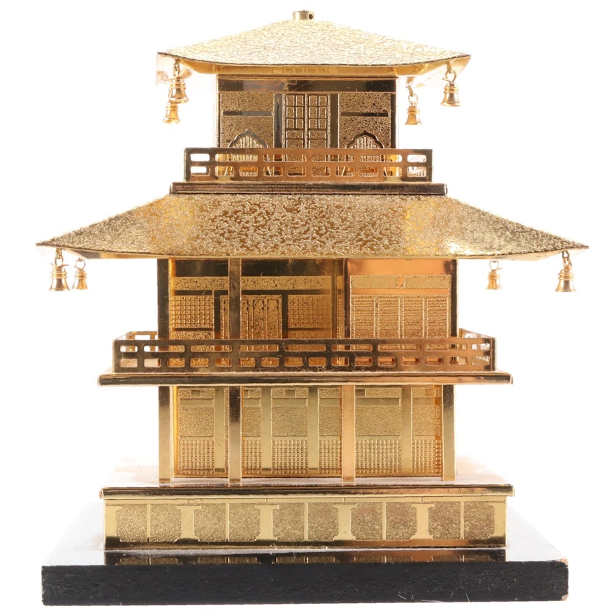 Japanese Gold Metal Kinkaku-Ji Model, Late 20th Century