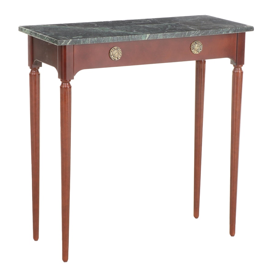The Bombay Company Federal Style Mahogany-Stained and Green Marble Side Table