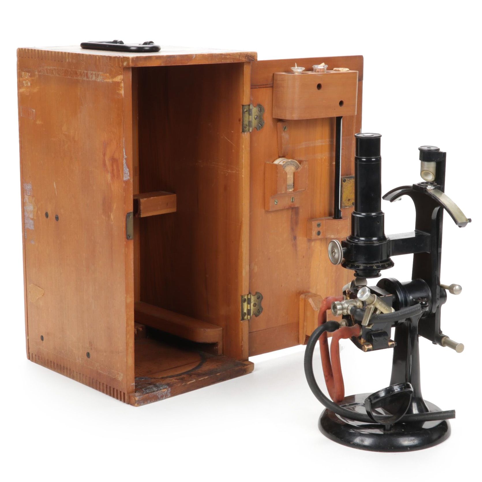 Bausch & Lomb Optical Refractometer Microscope with Wooden Case, Circa 1930s