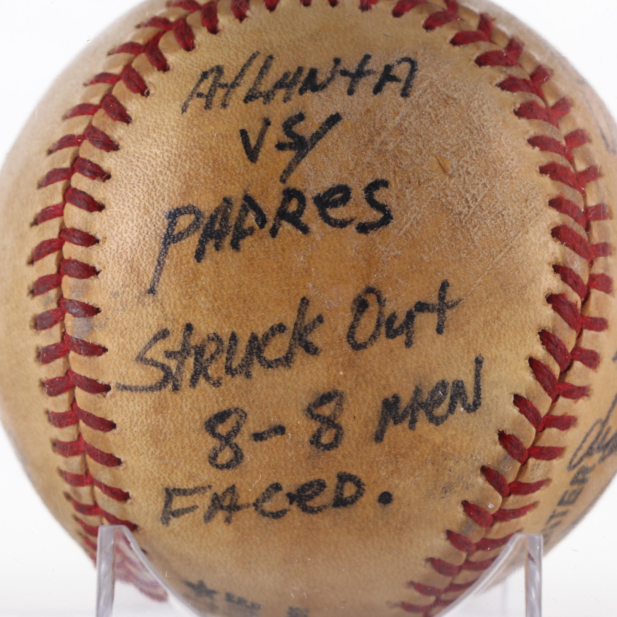 John D'Acquisto Signed Rawlings Braves/Padres "8-8 Men Faced" Strike Out Ball