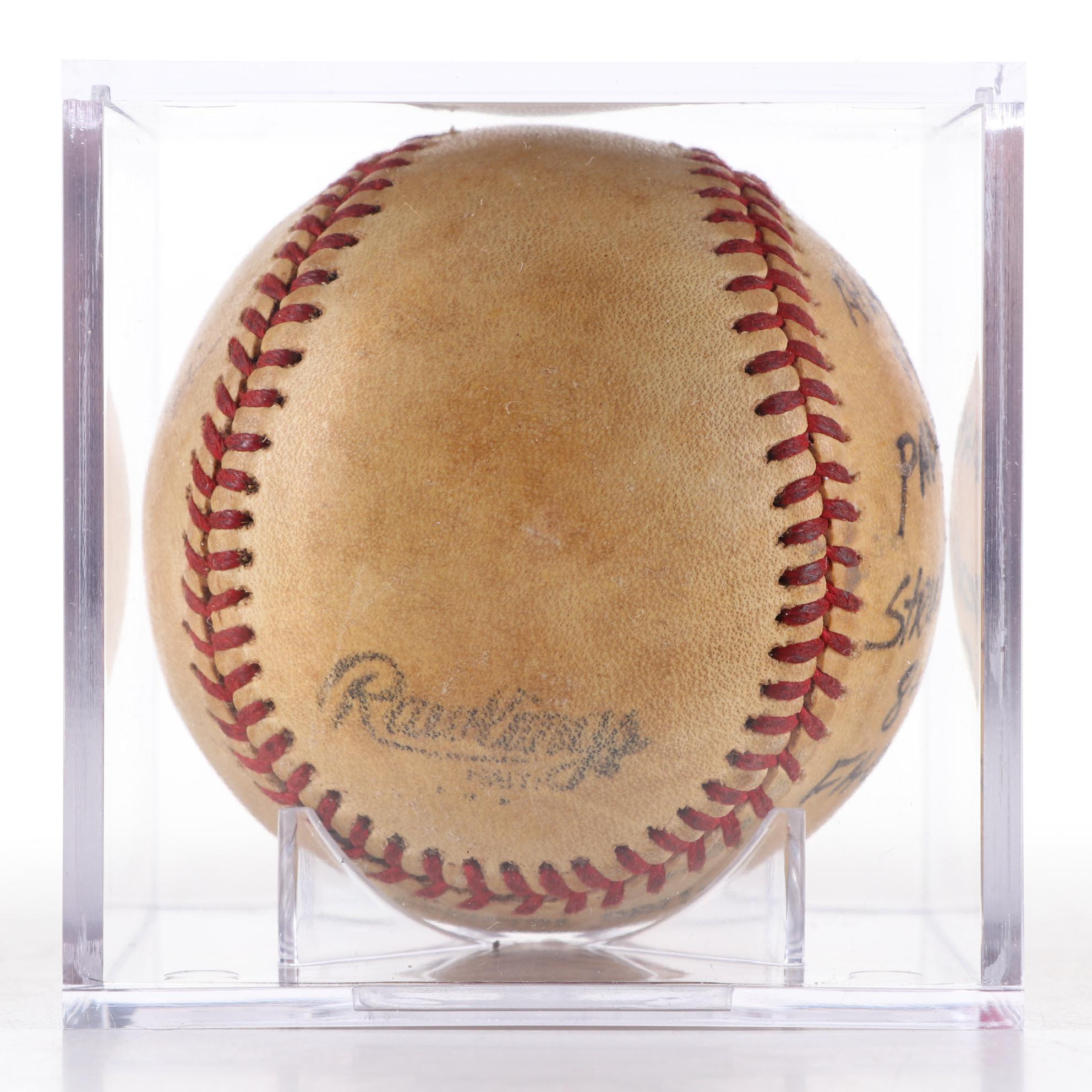 John D'Acquisto Signed Rawlings Braves/Padres "8-8 Men Faced" Strike Out Ball