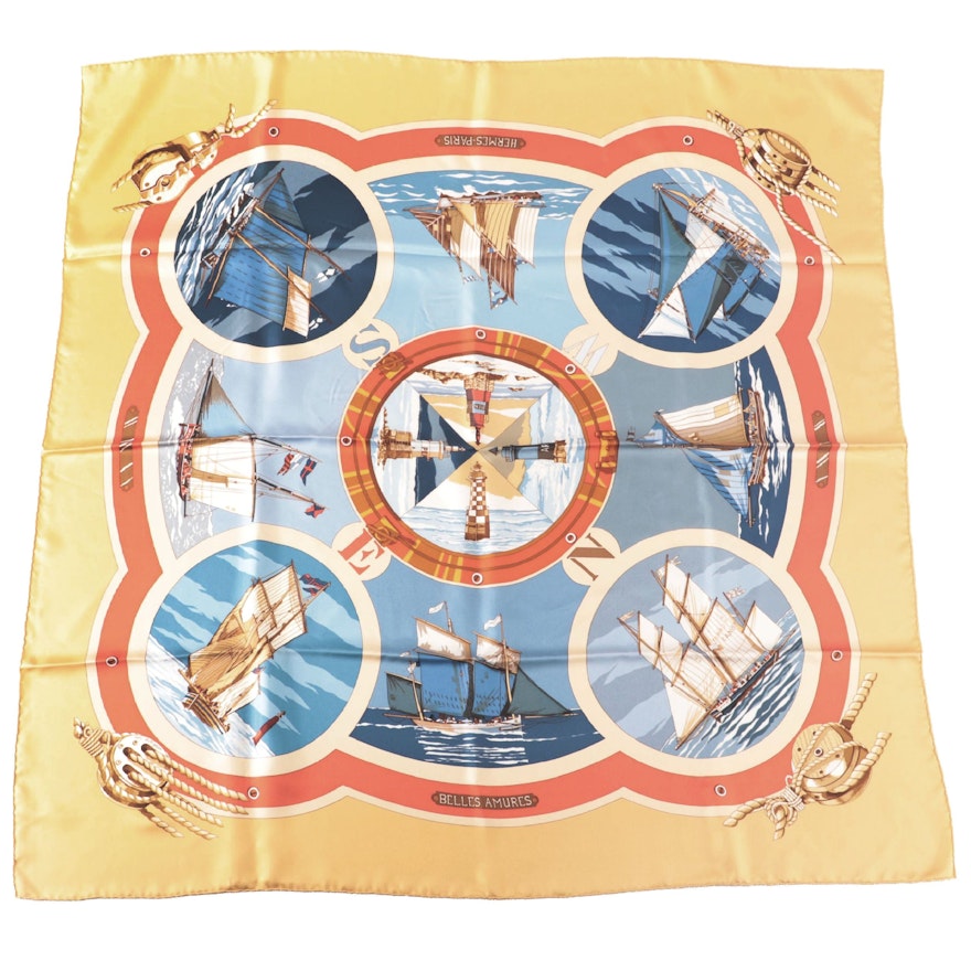 Hermès "Belles Amures" Silk Twill Scarf