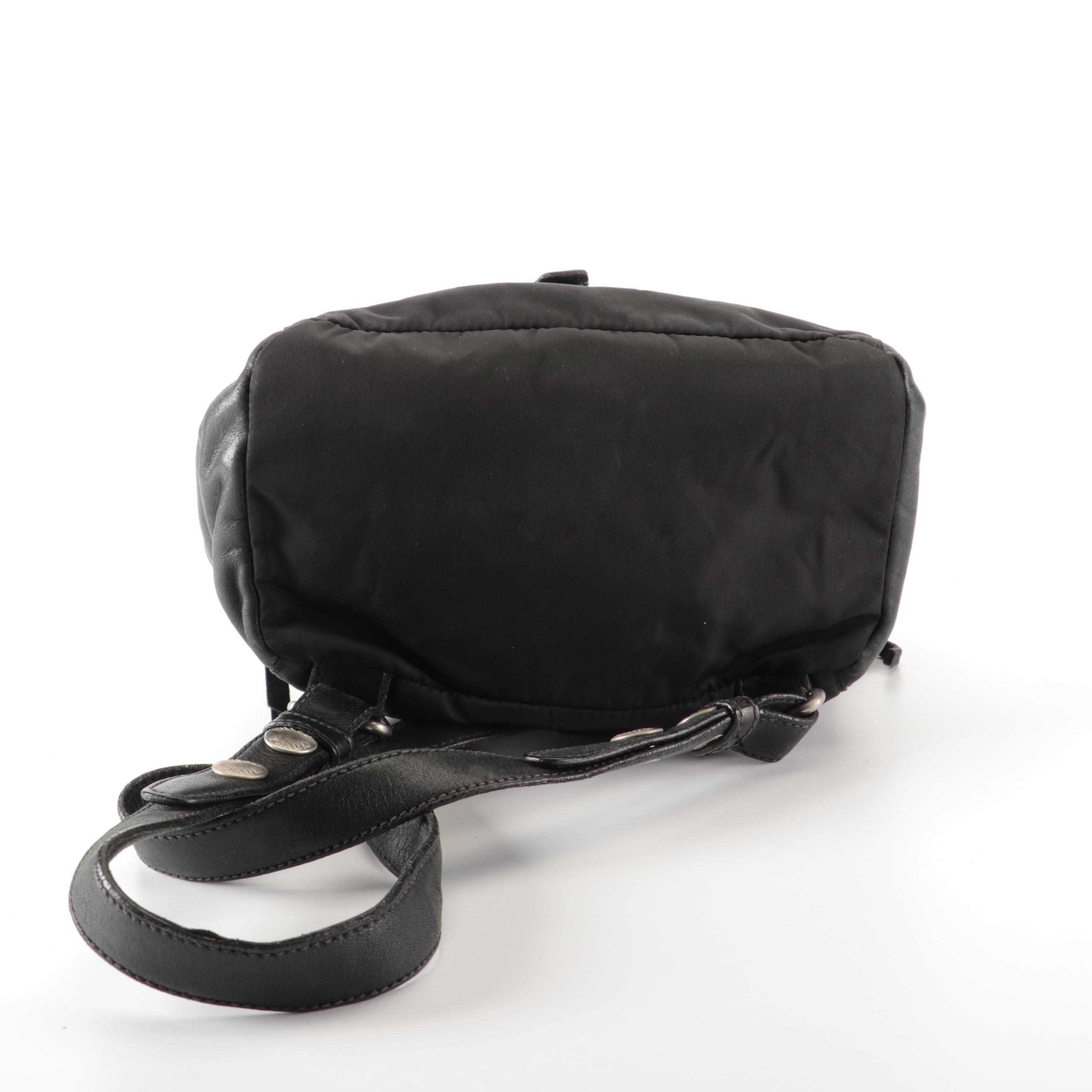 Prada Small Backpack in Black Nylon Tessuto and Lambskin Leather