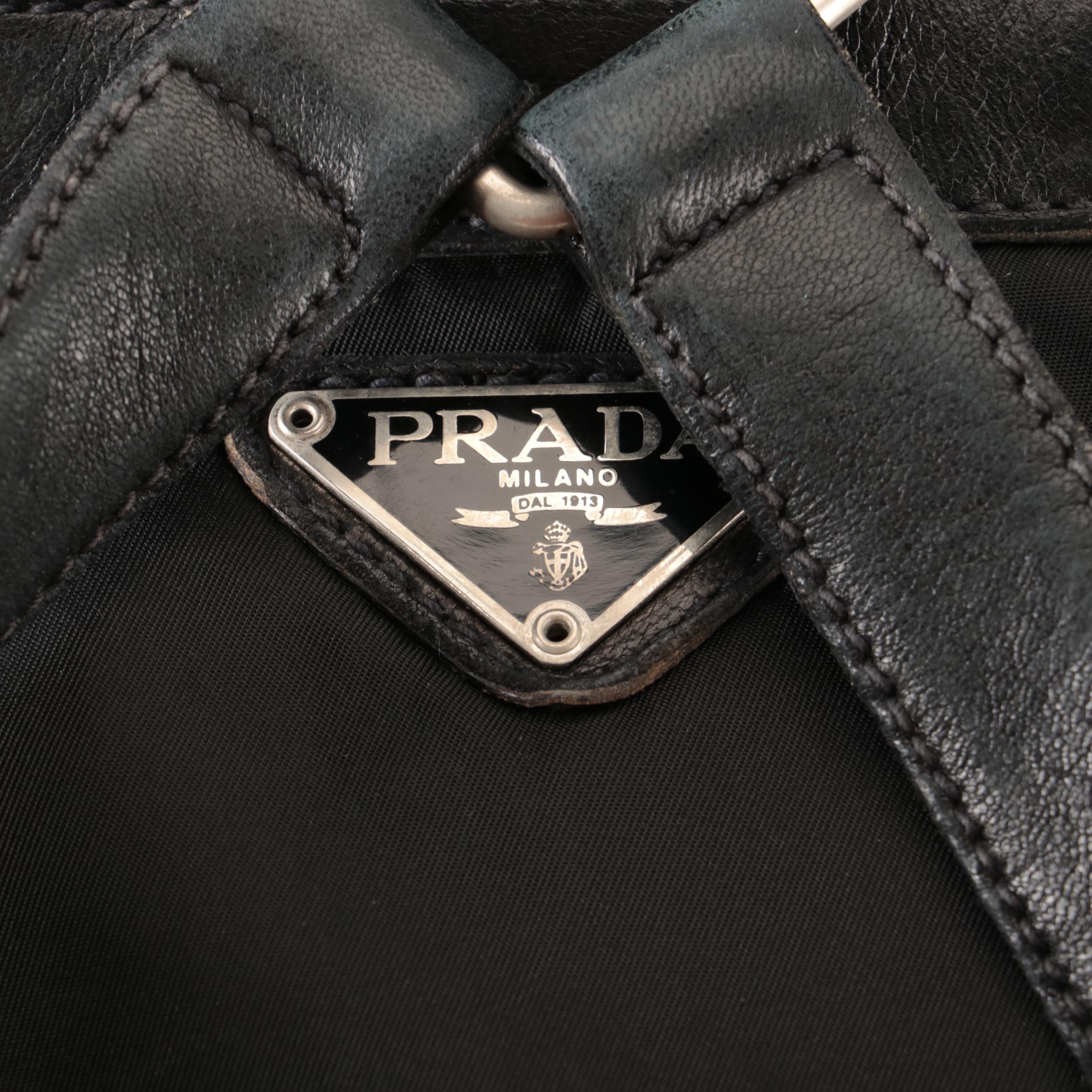 Prada Small Backpack in Black Nylon Tessuto and Lambskin Leather