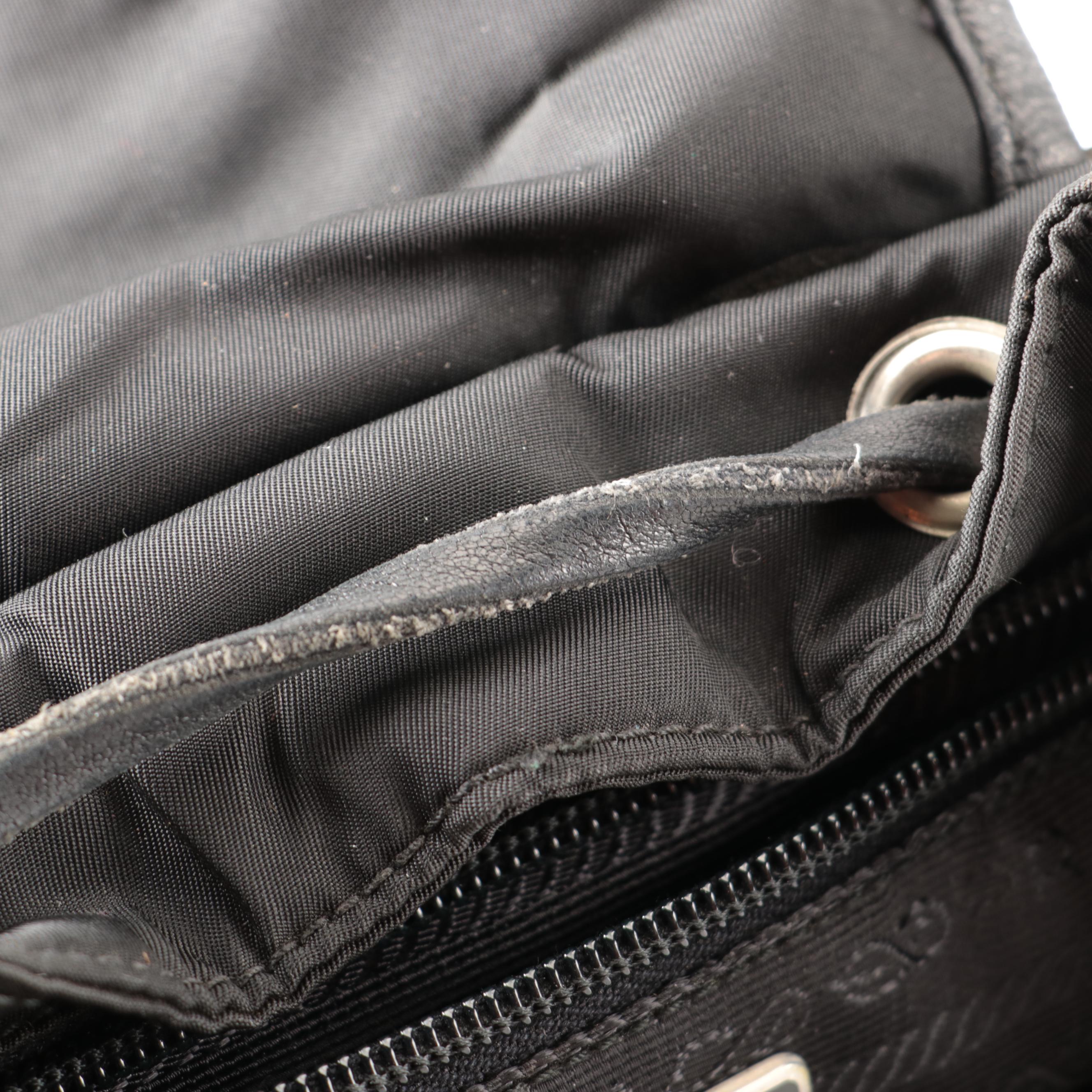 Prada Small Backpack in Black Nylon Tessuto and Lambskin Leather