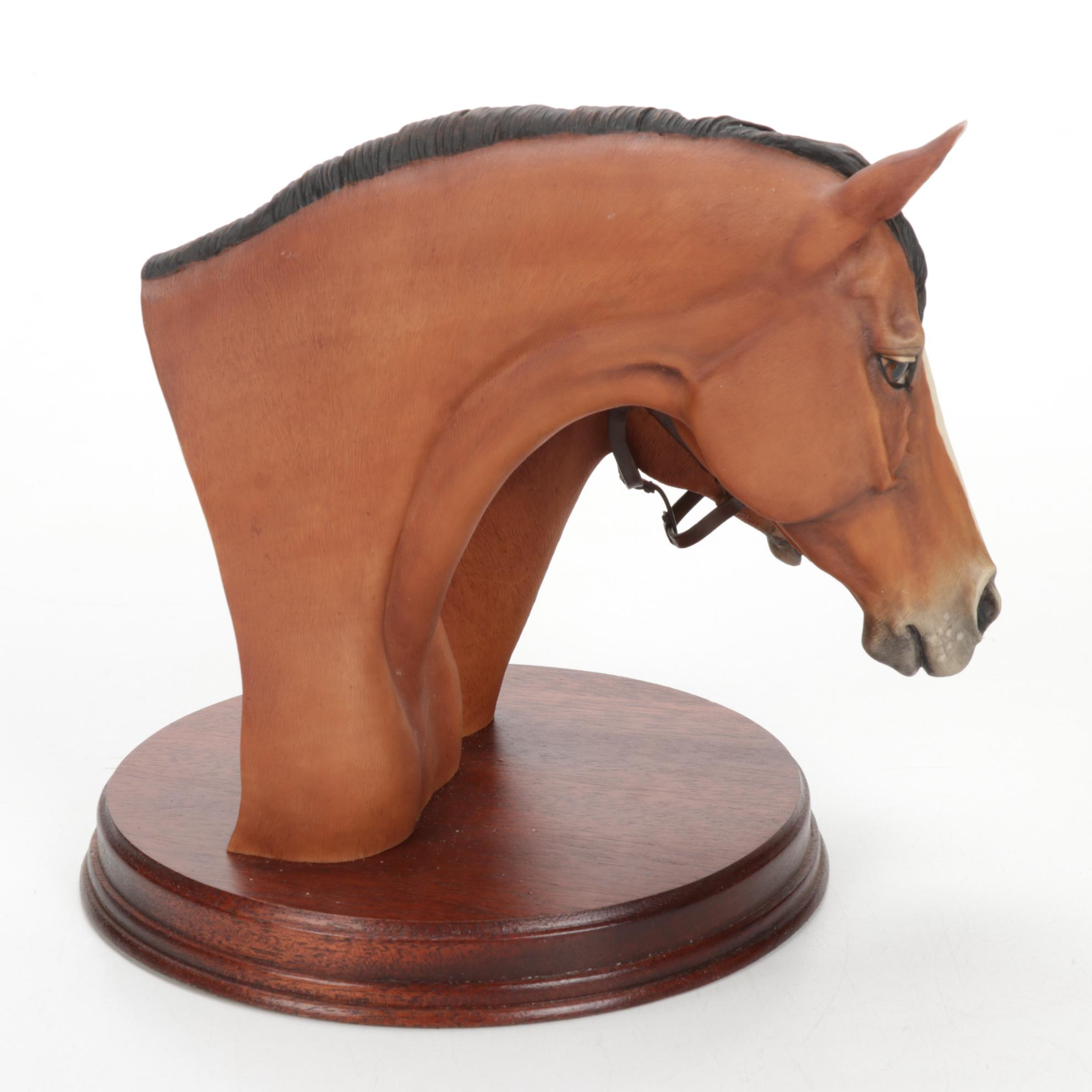 Fred Stone Mare and Foal Horse Head Figurine With Italian Made Horse Figurine