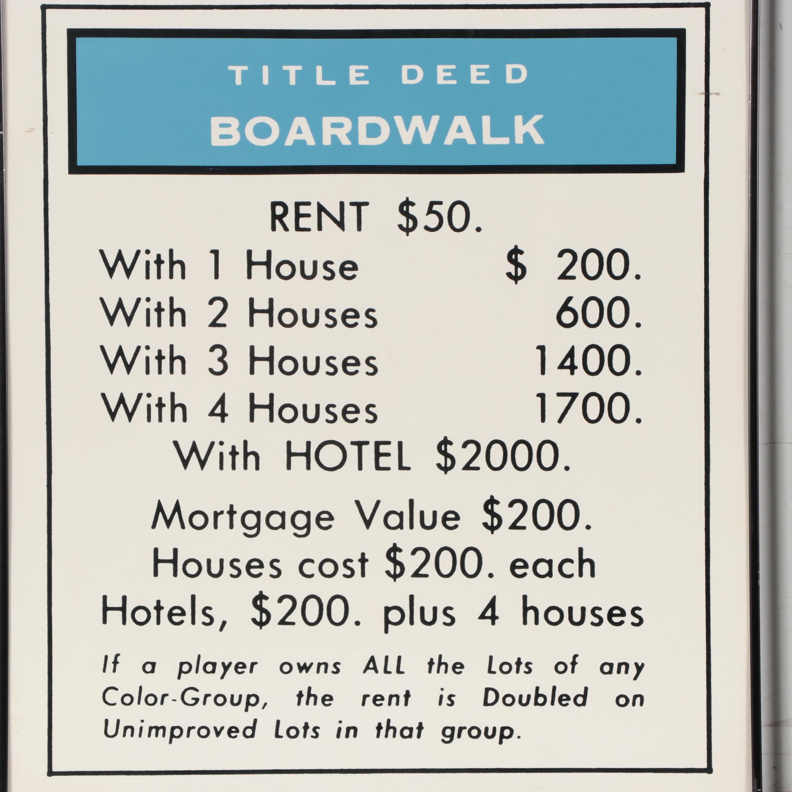Monopoly Card Digital Prints "Title Deed Park Place" and "Title Deed Boardwalk"