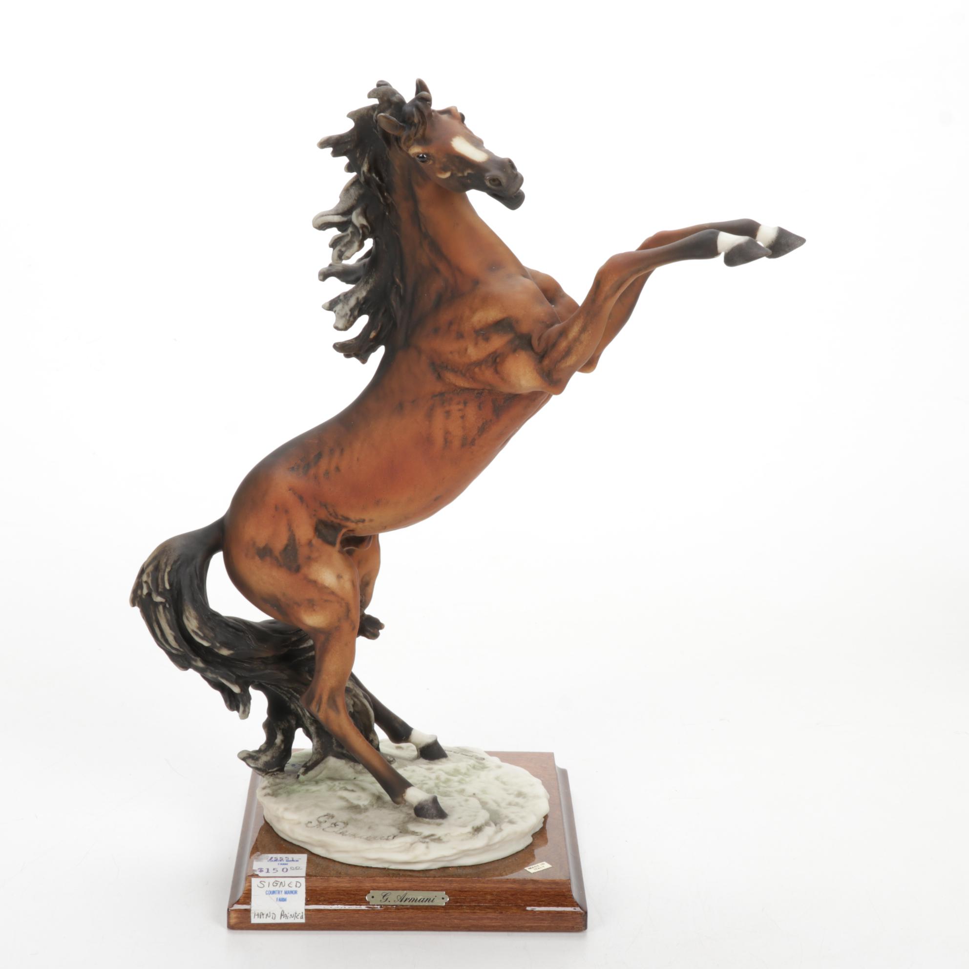 Fred Stone Mare and Foal Horse Head Figurine With Italian Made Horse Figurine