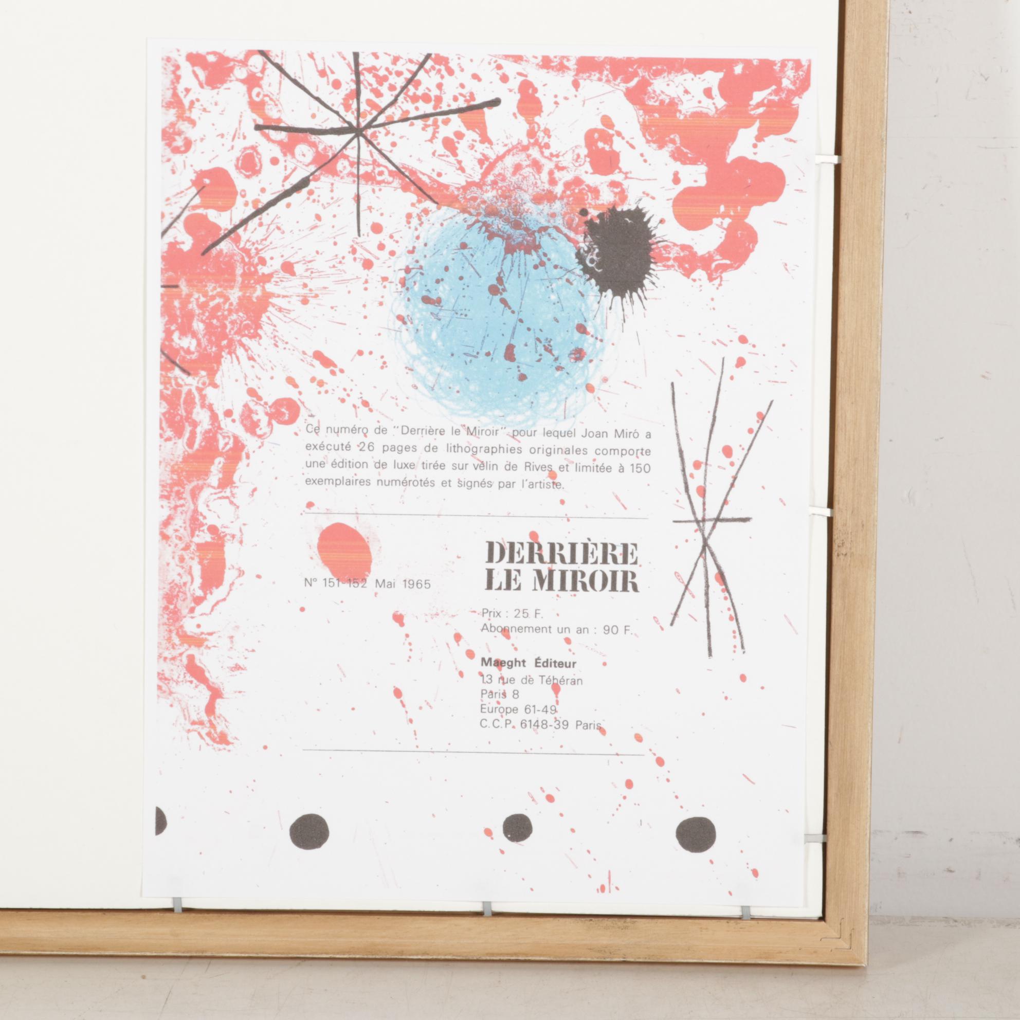 Joan Miró Color Lithograph for "Derrière le Miroir," 1965