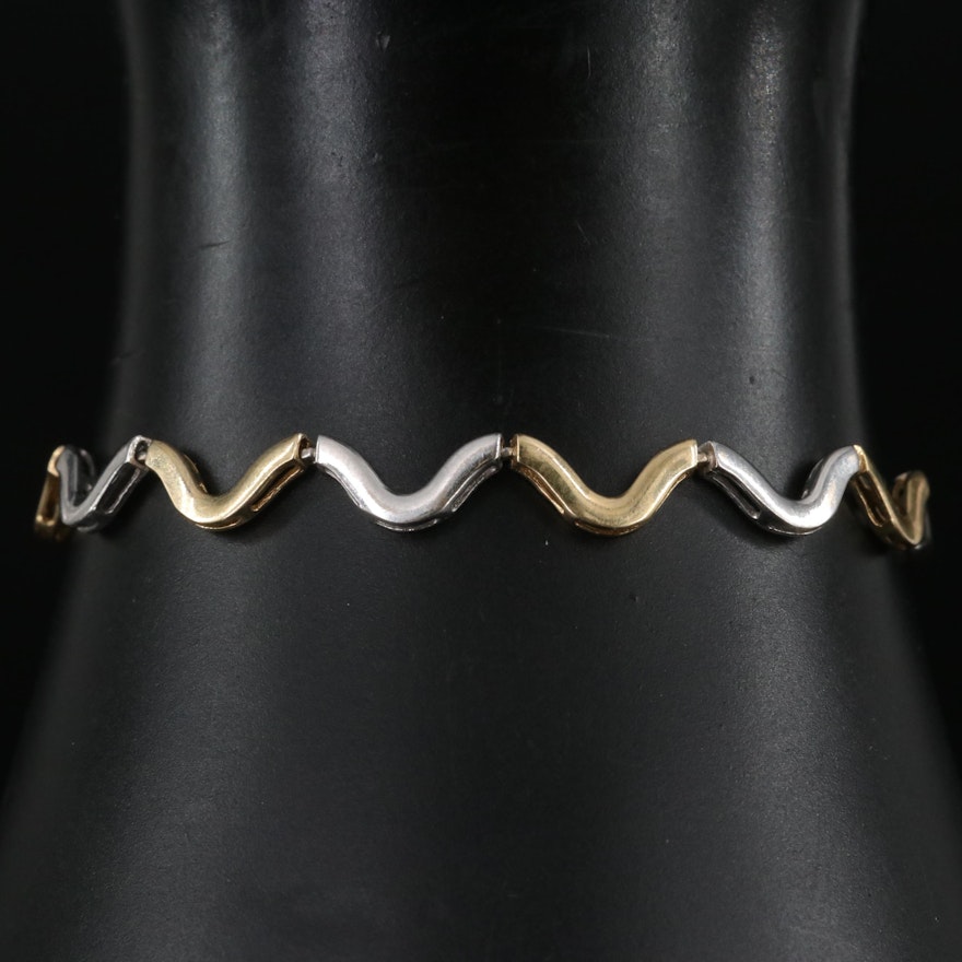 14K Two-Tone Wave Bracelet