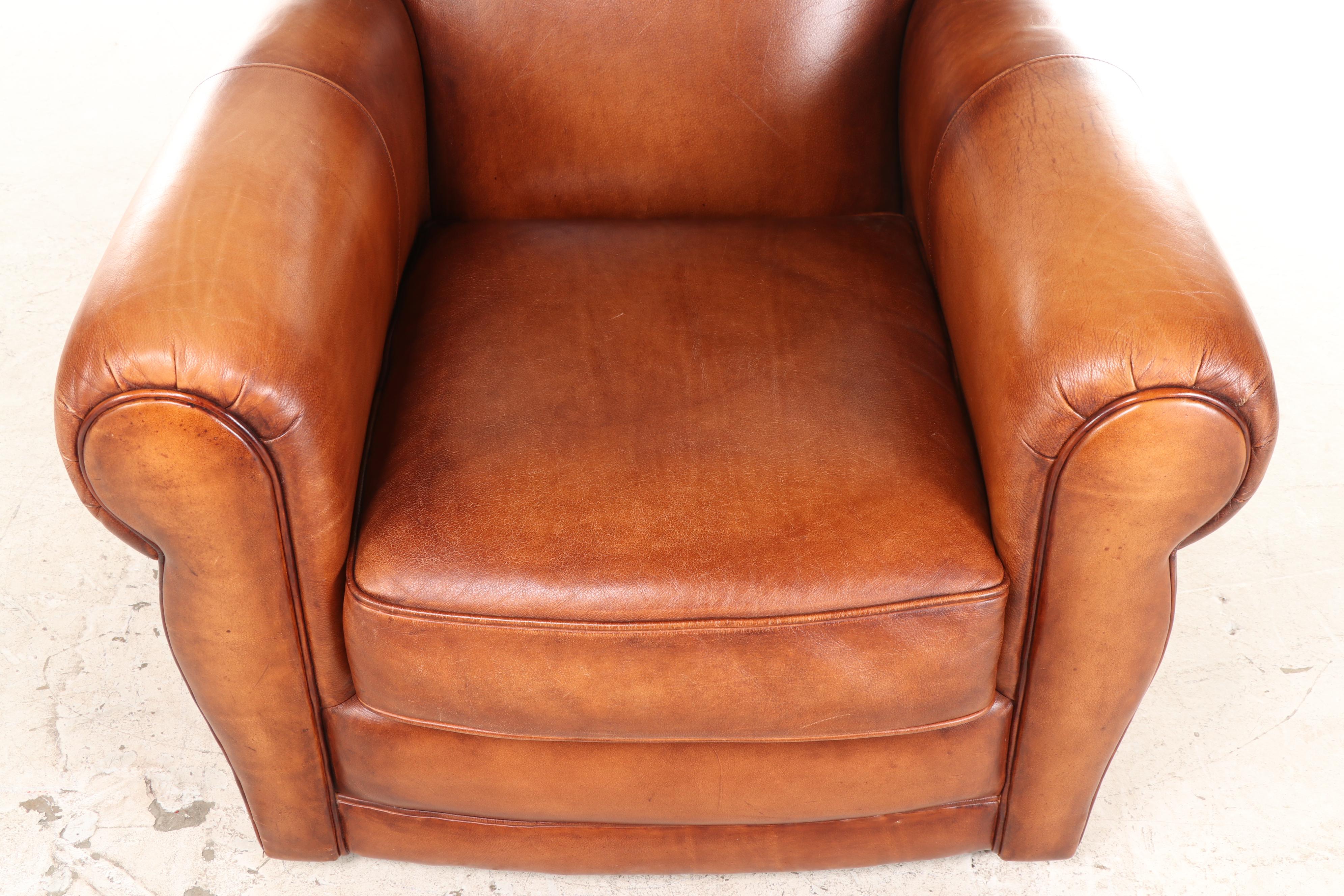 Bernhardt Art Deco Style Leather Club Chair