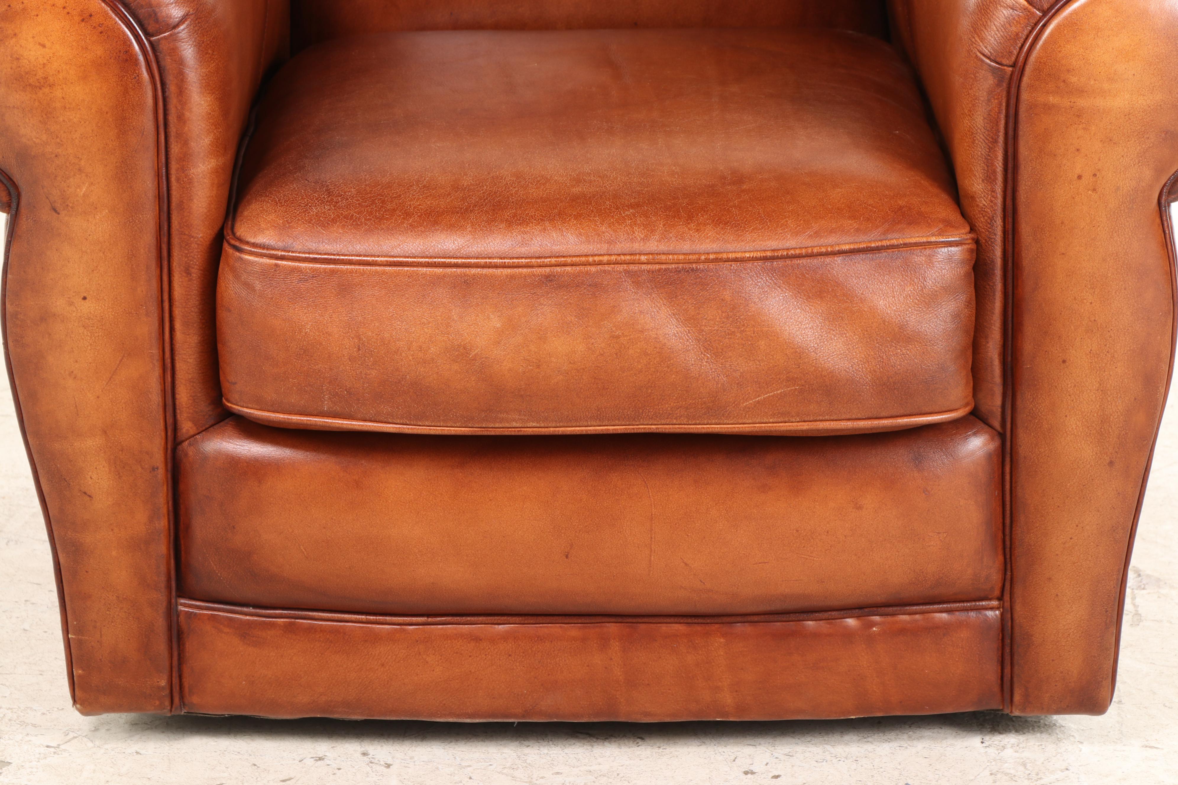 Bernhardt Art Deco Style Leather Club Chair