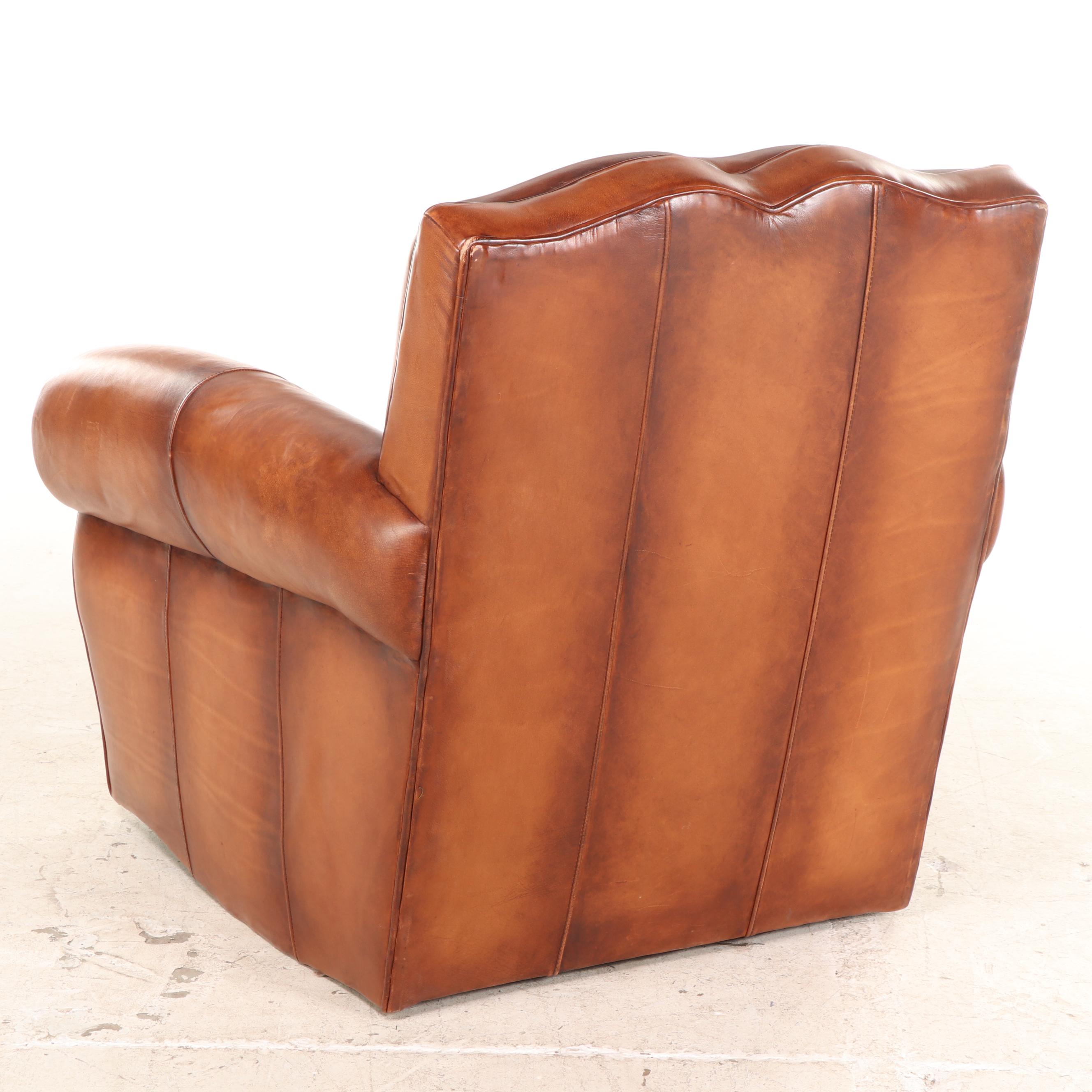 Bernhardt Art Deco Style Leather Club Chair