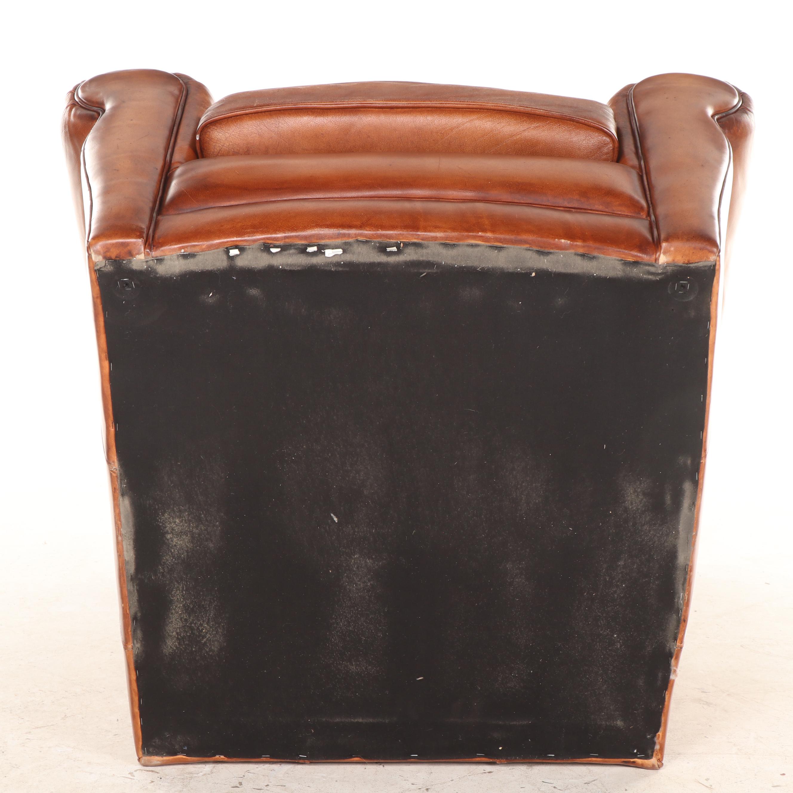 Bernhardt Art Deco Style Leather Club Chair