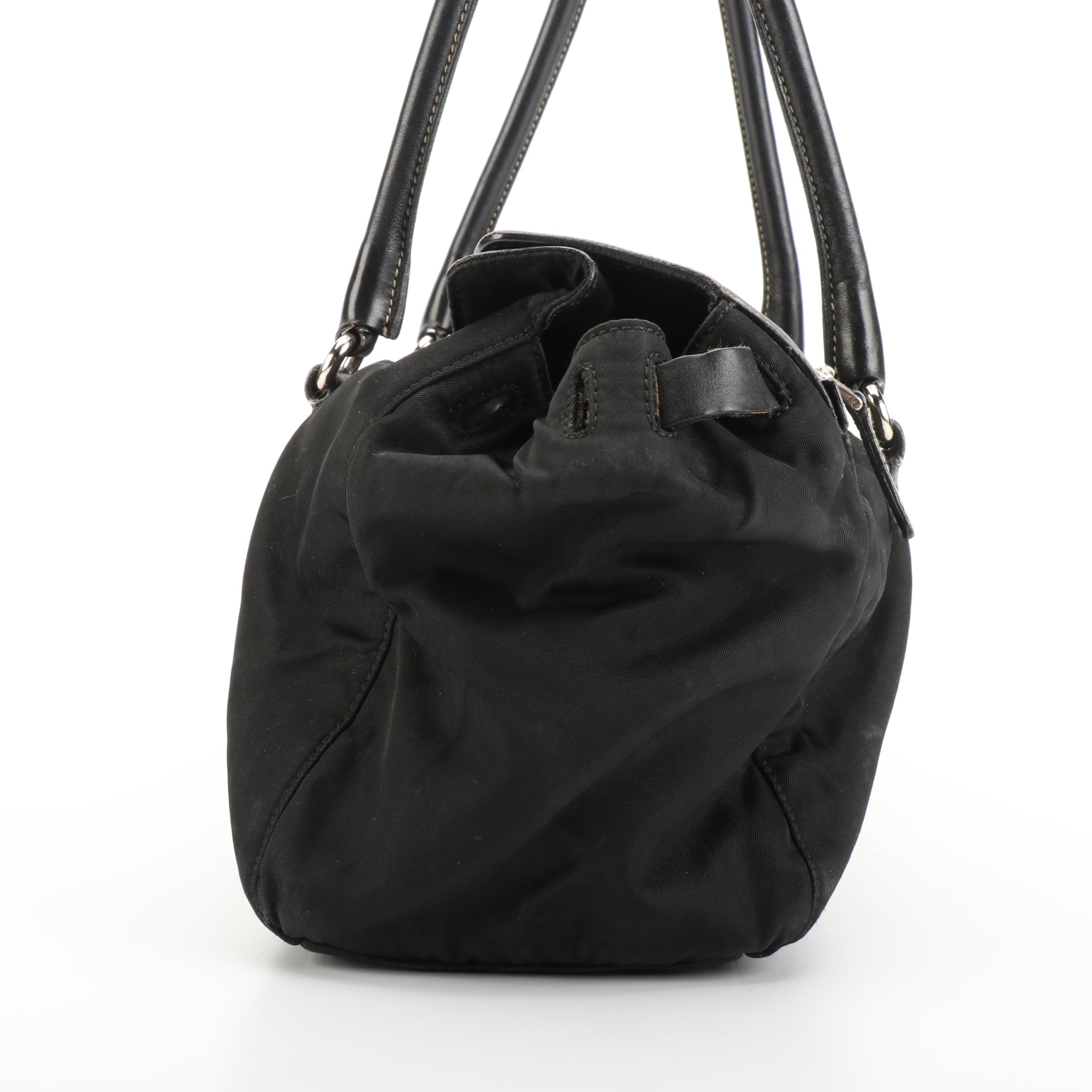 Prada Black Nylon Tessuto and Leather Satchel