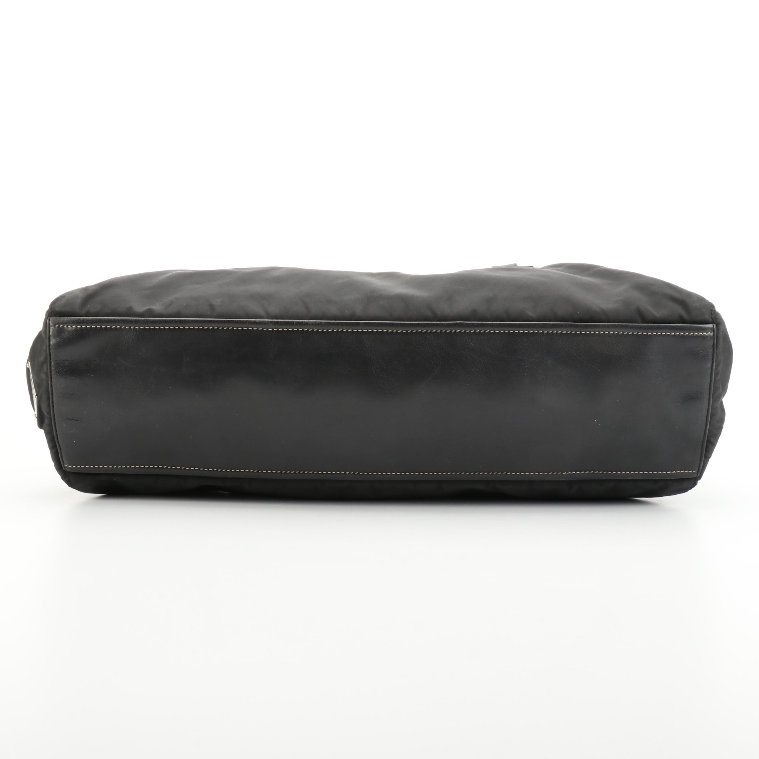 Prada Black Nylon Tessuto and Leather Satchel