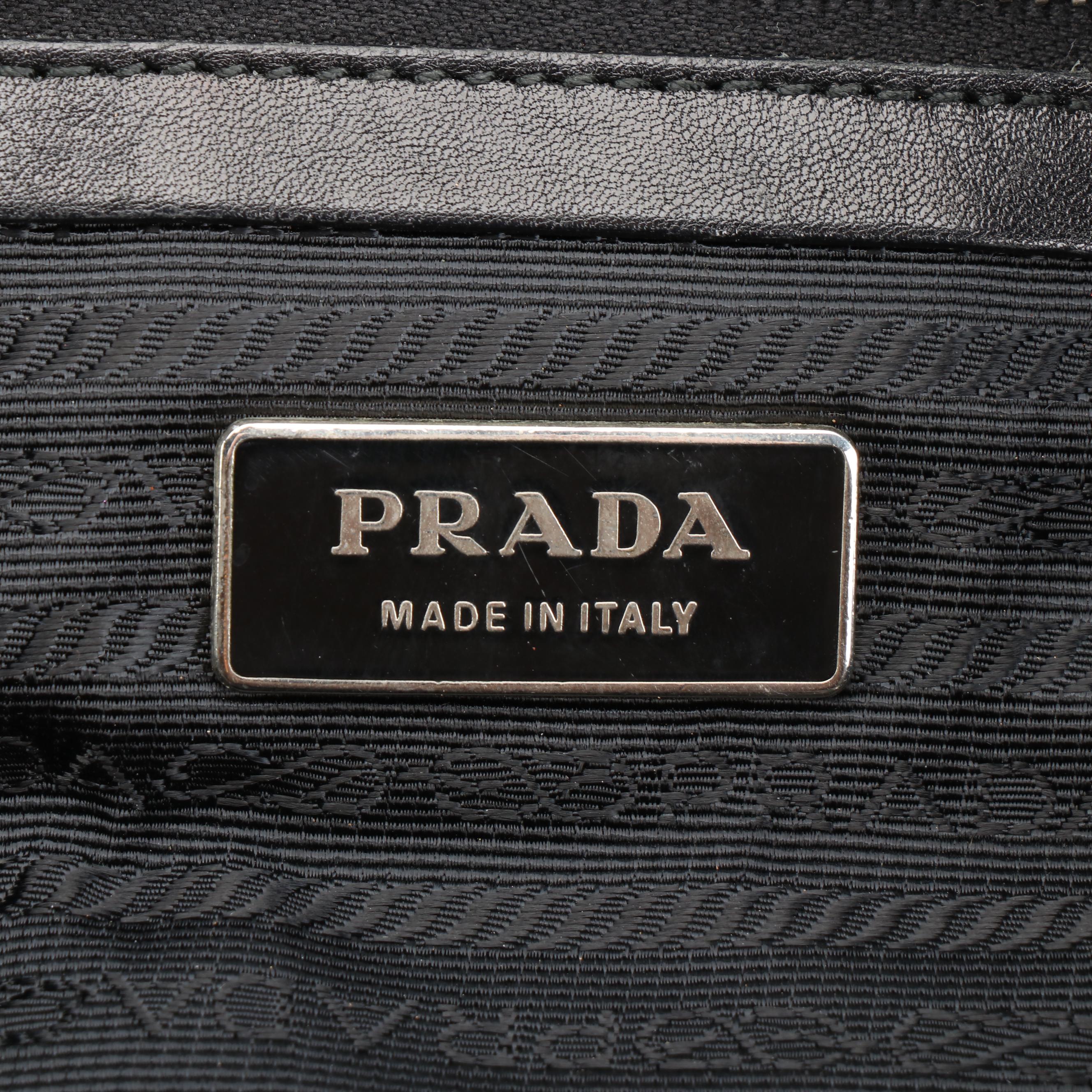 Prada Black Nylon Tessuto and Leather Satchel