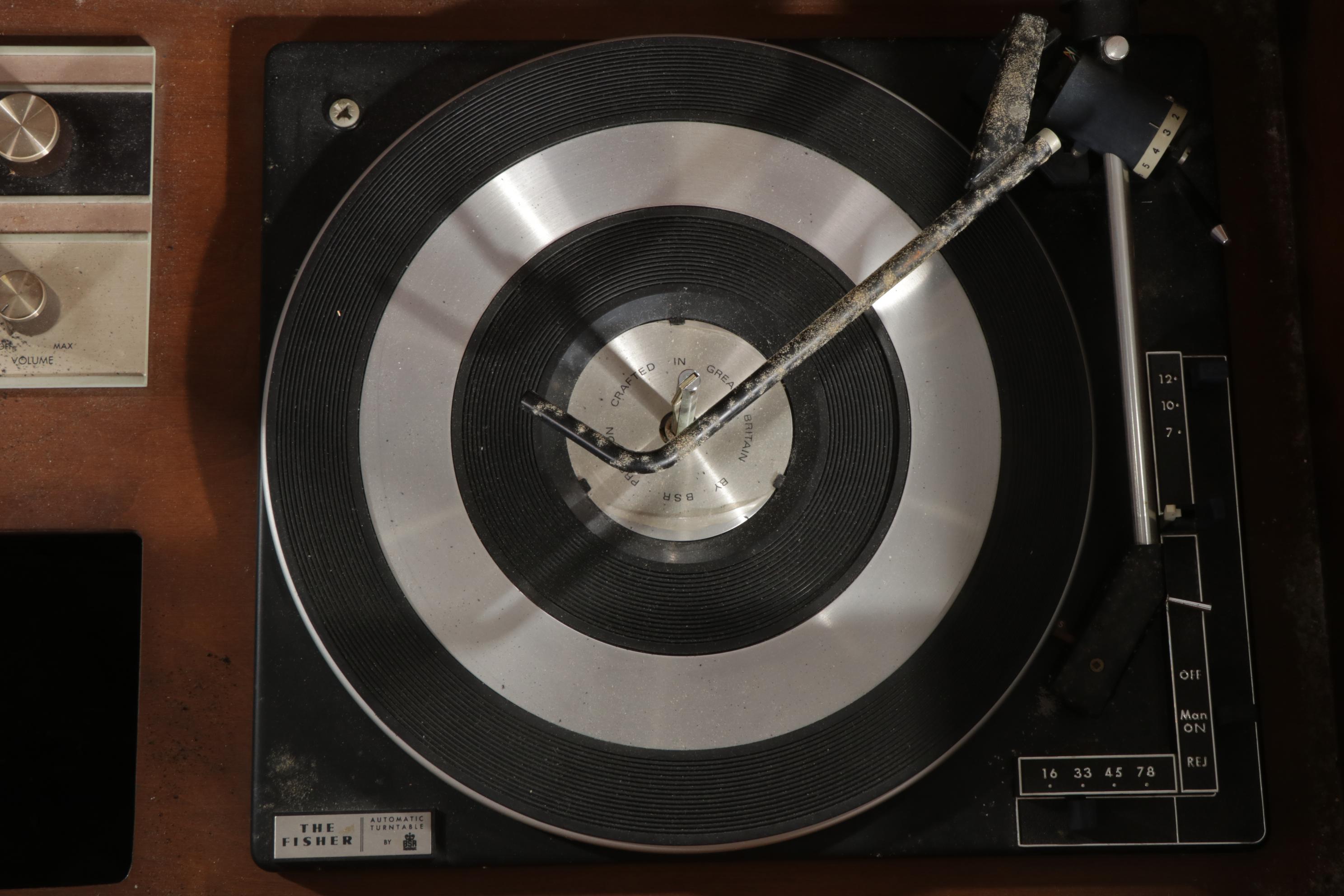 Fisher Diplomat Record Changer and Radio in Mid Century Modern Walnut Cabinet