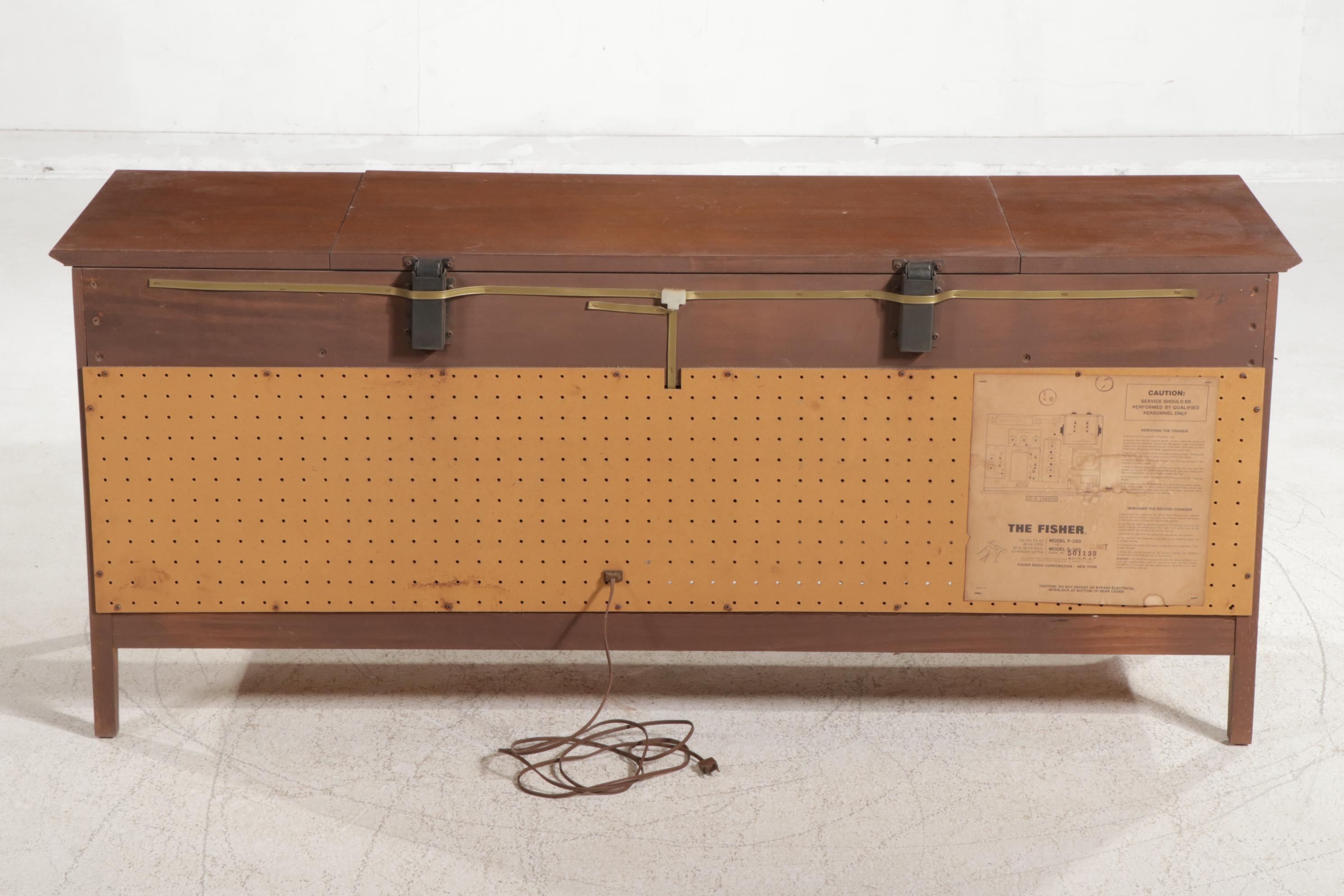 Fisher Diplomat Record Changer and Radio in Mid Century Modern Walnut Cabinet