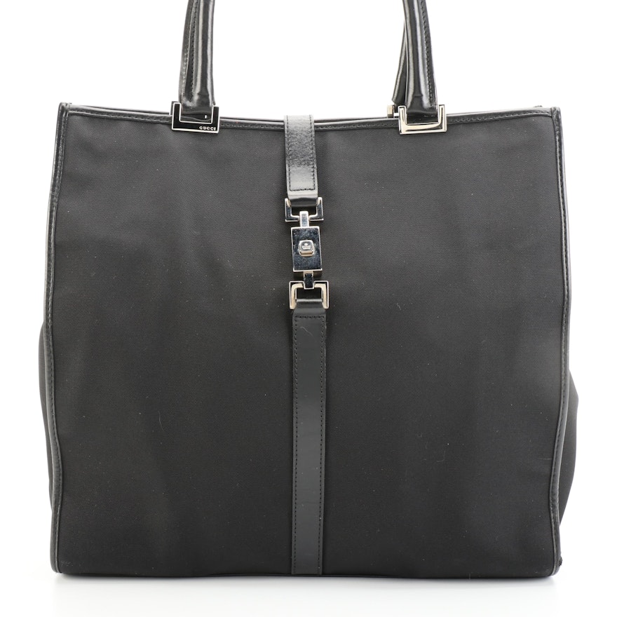 Gucci Jackie Tote in Black Nylon and Leather