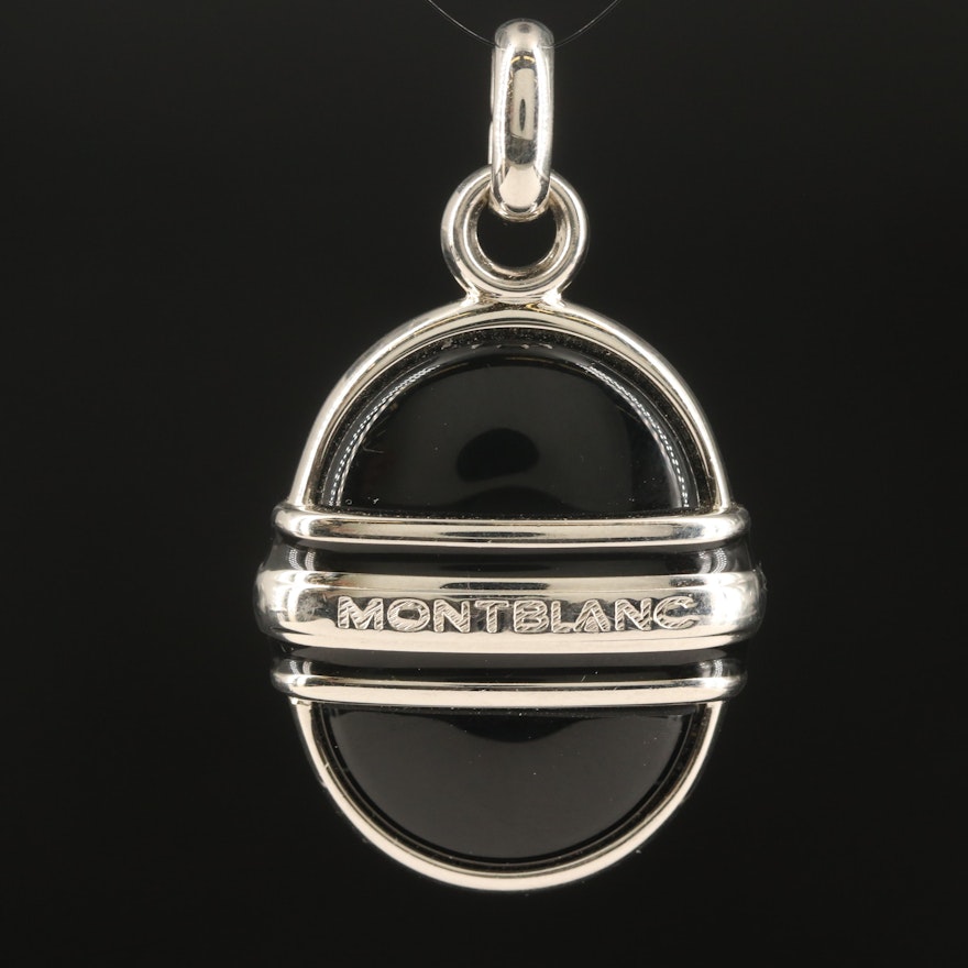 Montblanc Sterling Onyx Oval Pendant