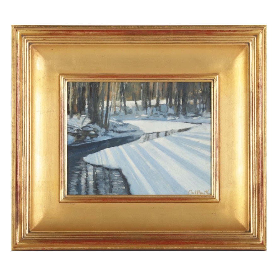 Paul Hamilton Landscape Oil Painting "Winter Shadows," 2003
