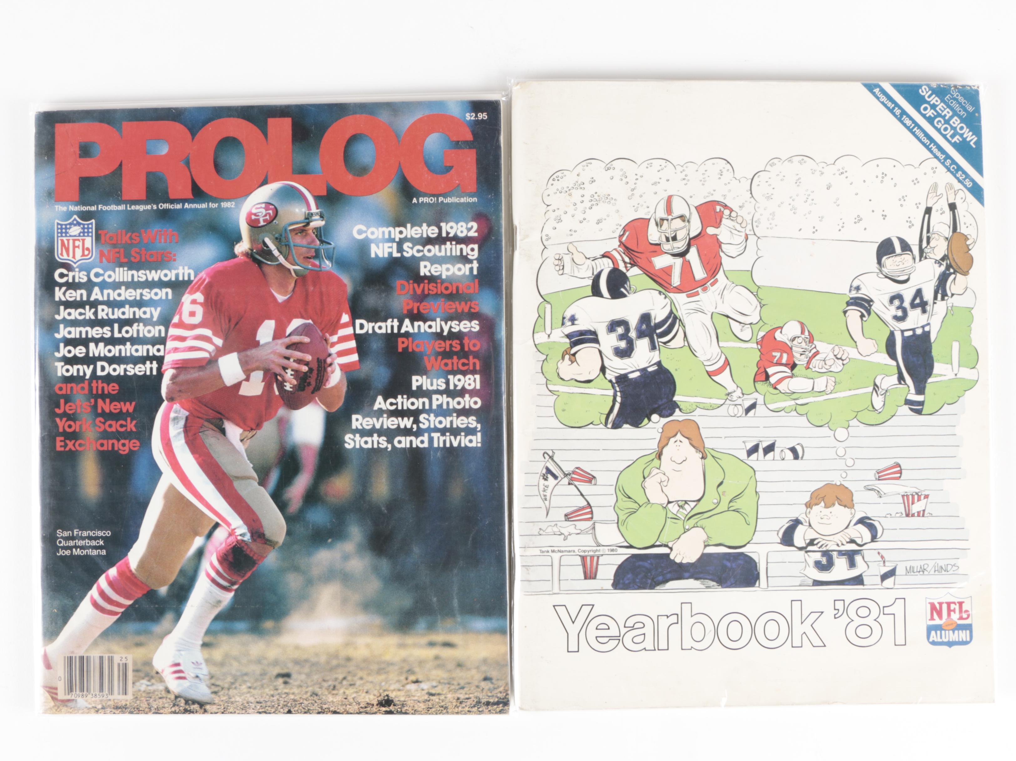 "Quarterback", "Pro!", "Prolog", "Football World", More NFL Magazines, Yearbooks