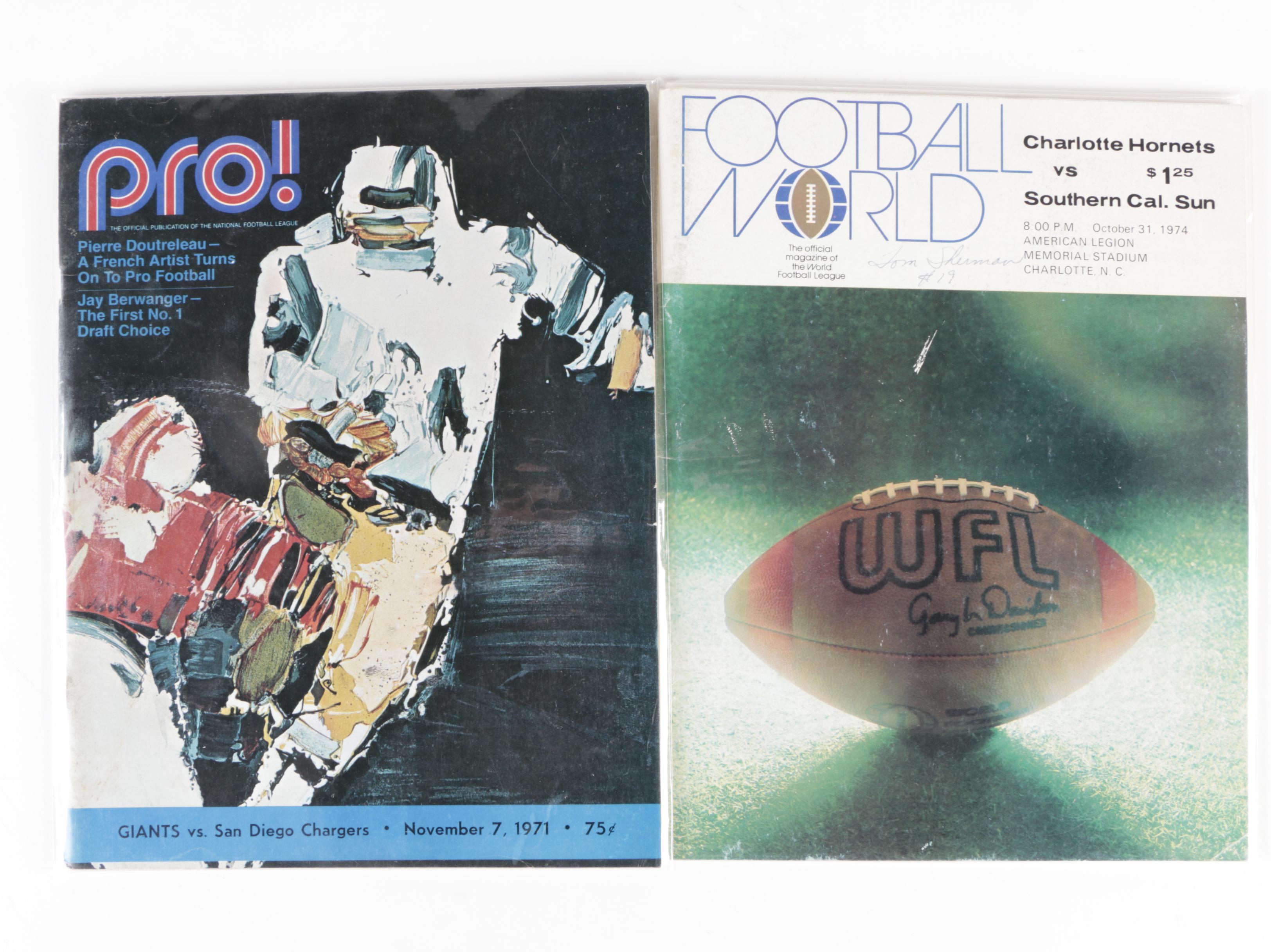 "Quarterback", "Pro!", "Prolog", "Football World", More NFL Magazines, Yearbooks