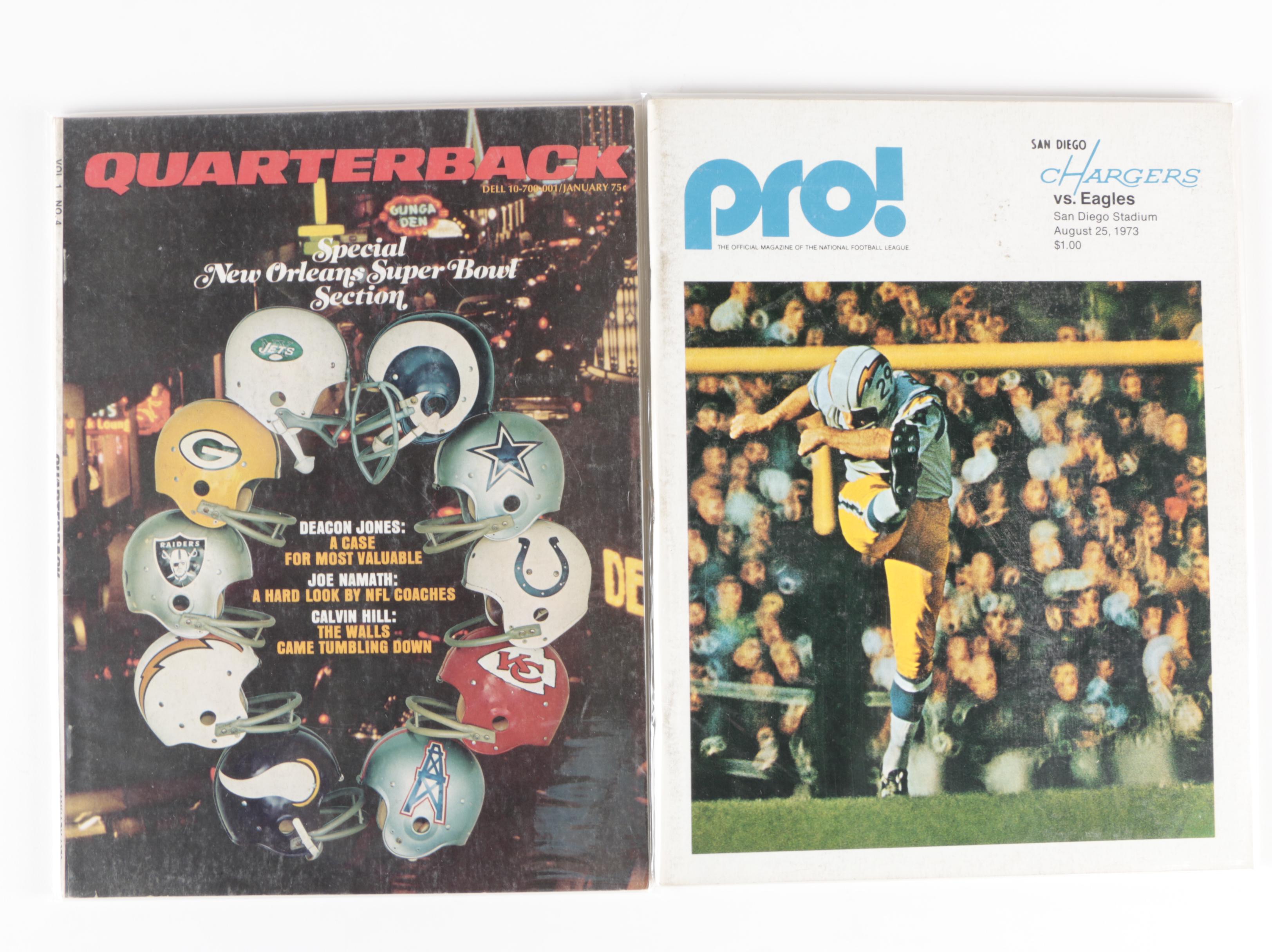 "Quarterback", "Pro!", "Prolog", "Football World", More NFL Magazines, Yearbooks