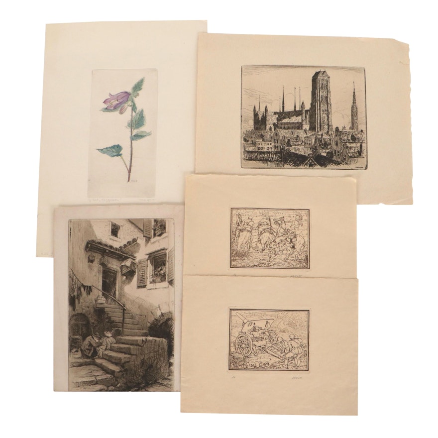 Landscape, Figural, and Botanical Etchings