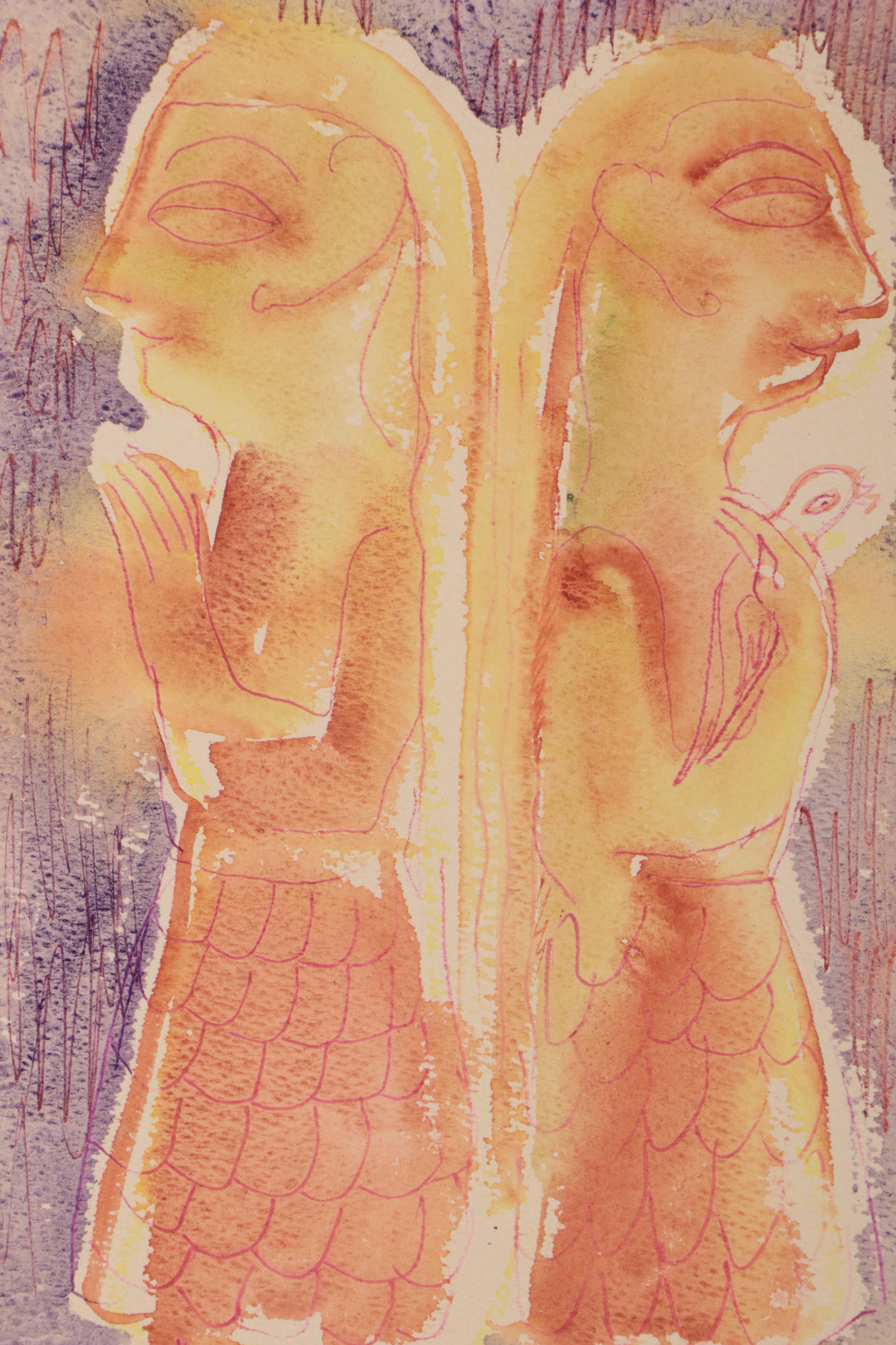 Helen Malta Painting, Drawing, and Collage, Mid-20th Century