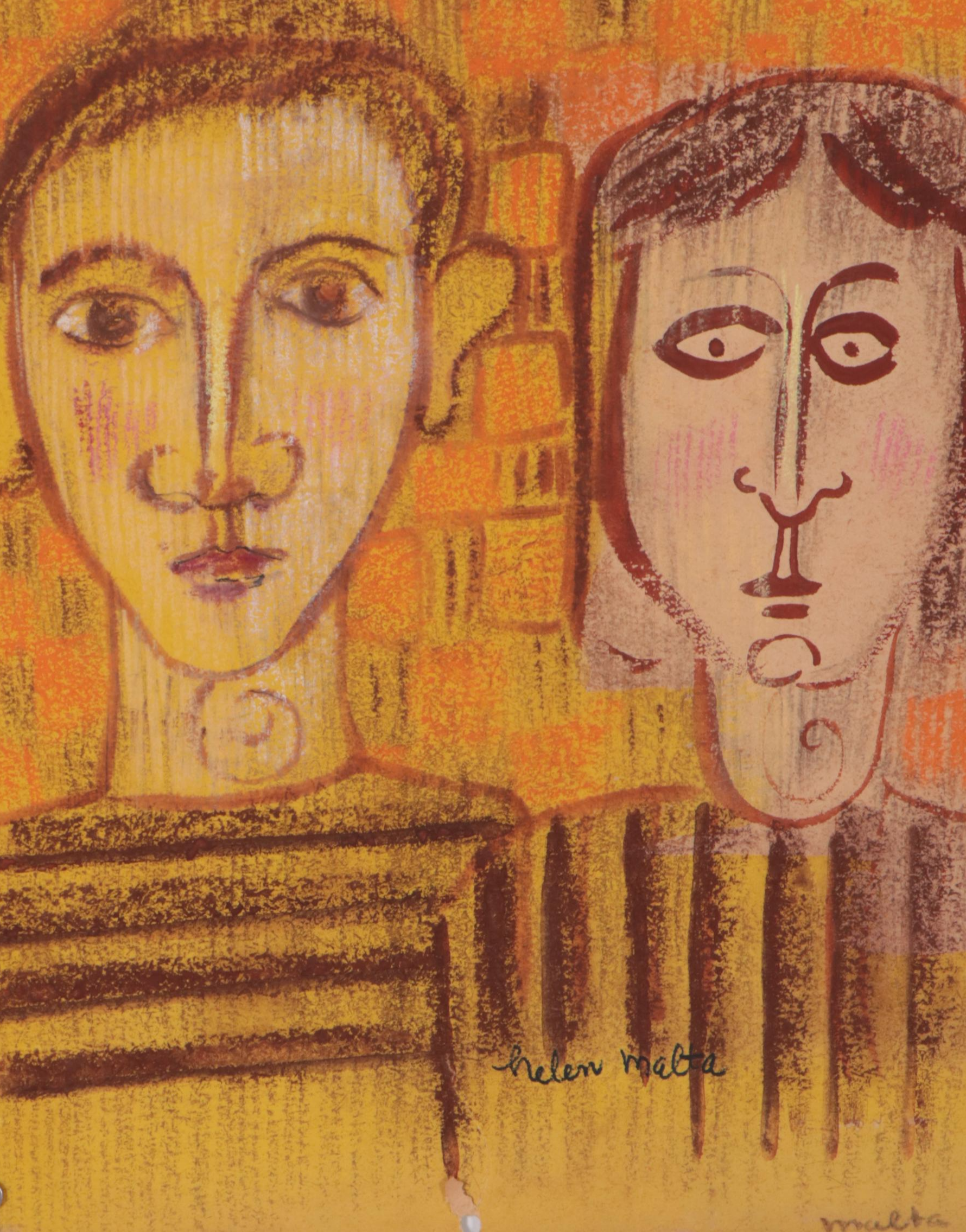 Helen Malta Painting, Drawing, and Collage, Mid-20th Century