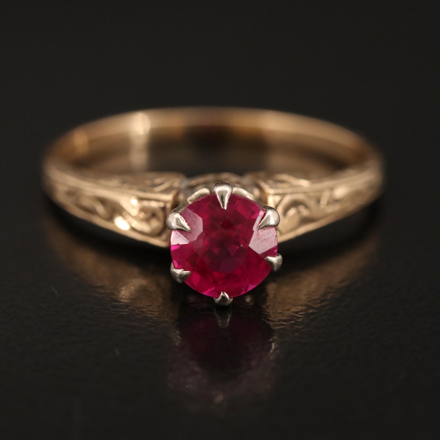 Vintage 14K Ruby Solitaire Ring