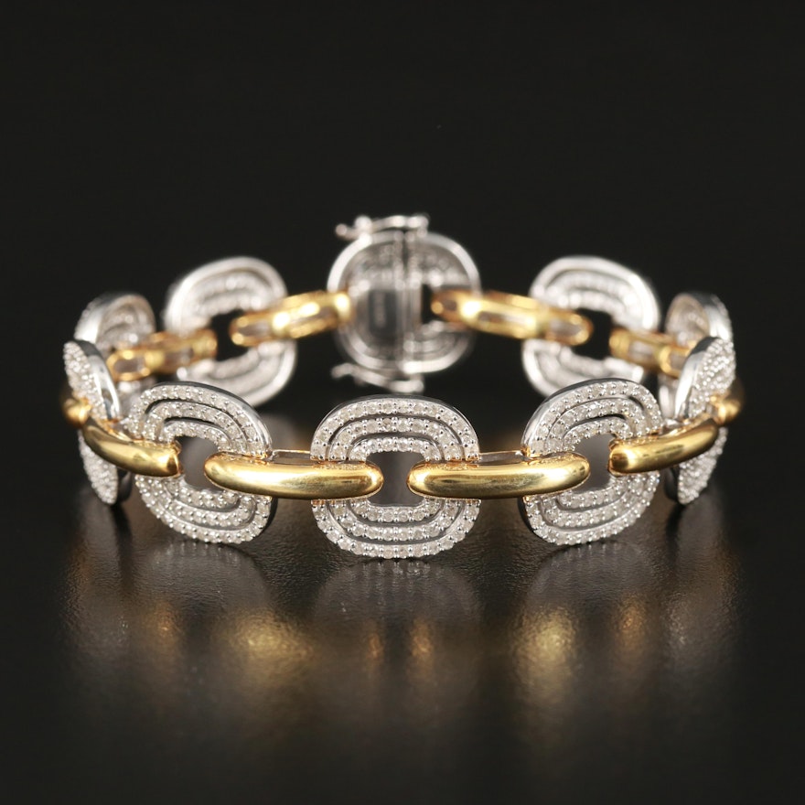 Sterling 5.50 Diamond Fancy Link Bracelet