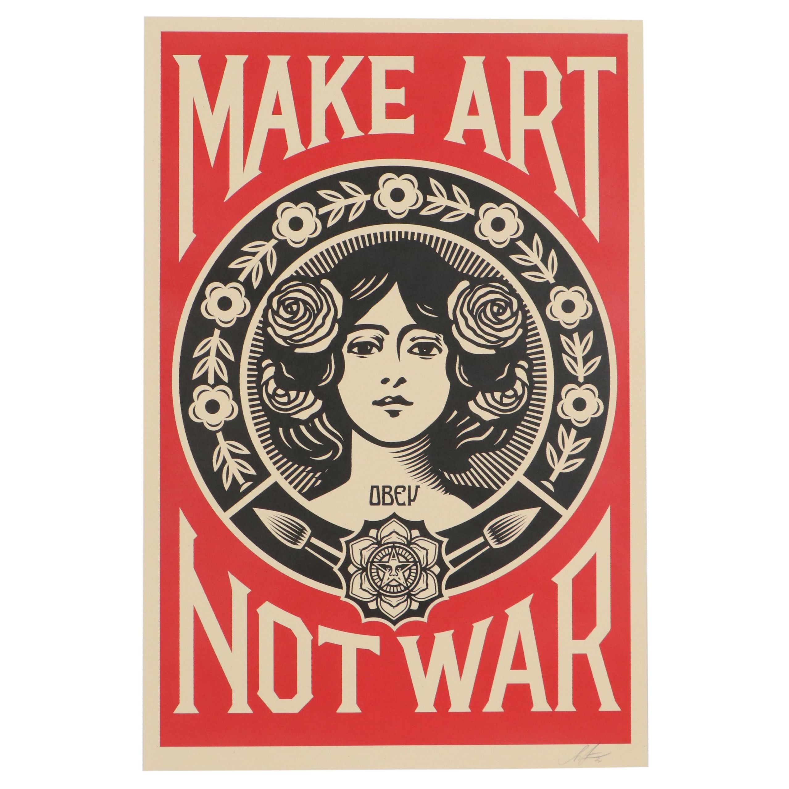 Shepard Fairey Offset Print "Make Art Not War," 2020
