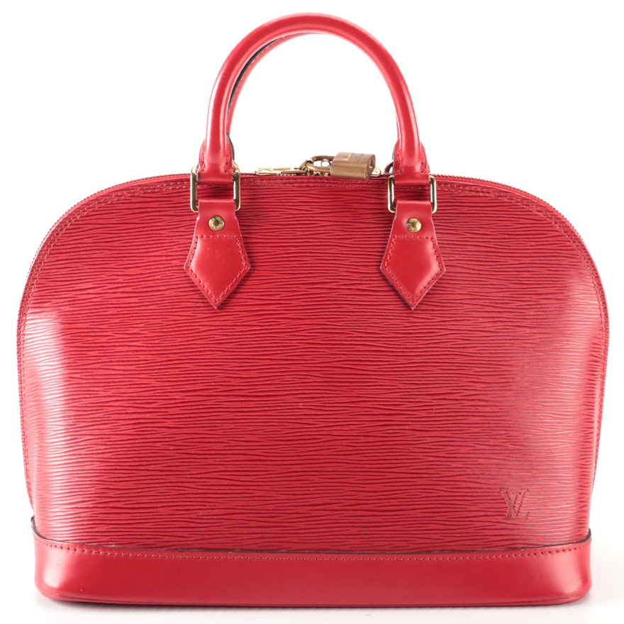 Louis Vuitton Alma Bag in Red Epi and Smooth Leather