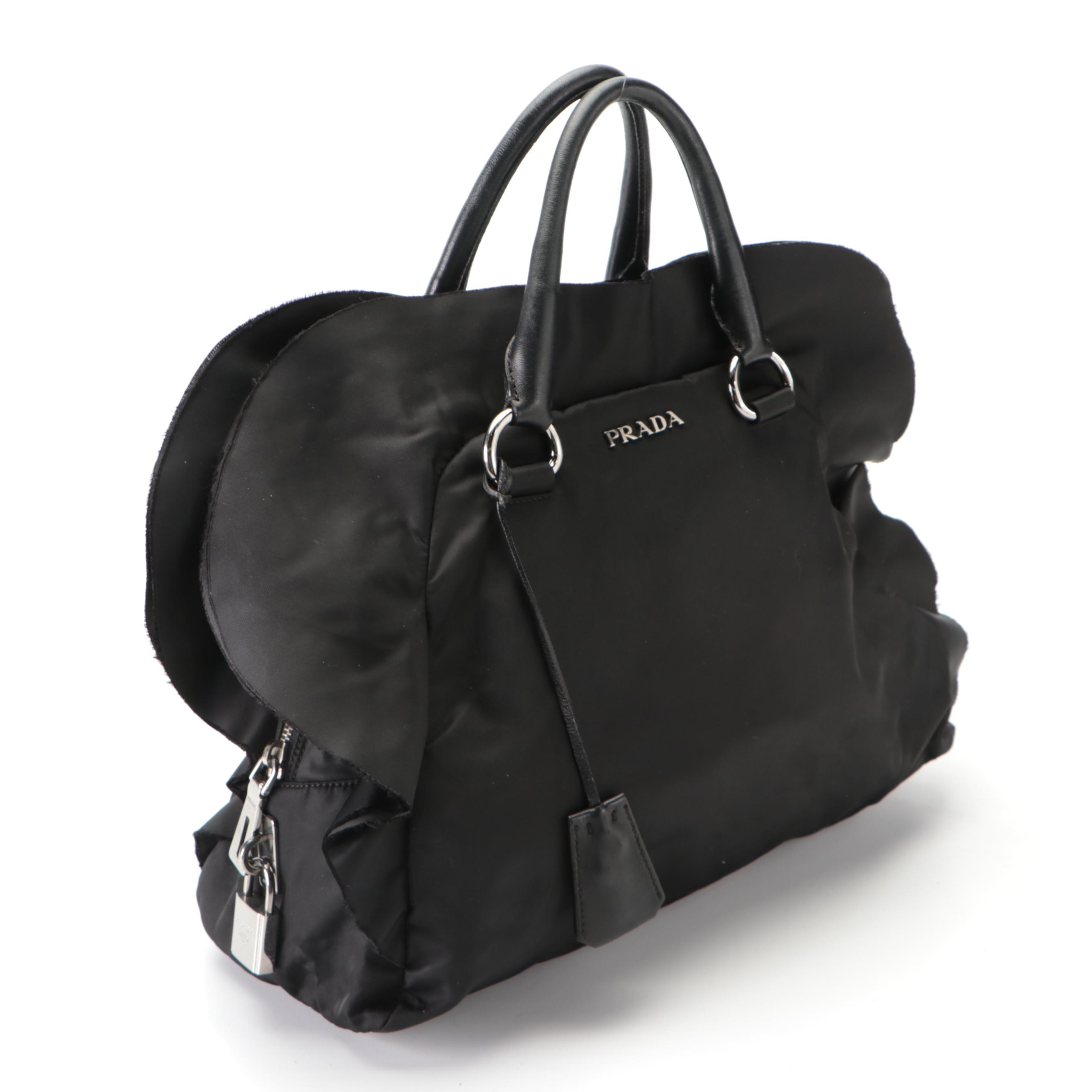 Prada Two-Way Bag in Black Tessuto Nylon with Raw Edge Detail