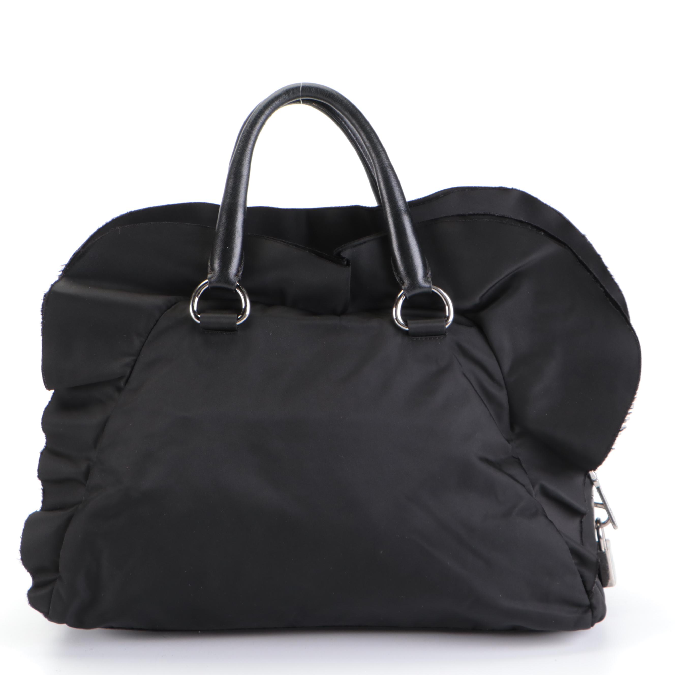 Prada Two-Way Bag in Black Tessuto Nylon with Raw Edge Detail