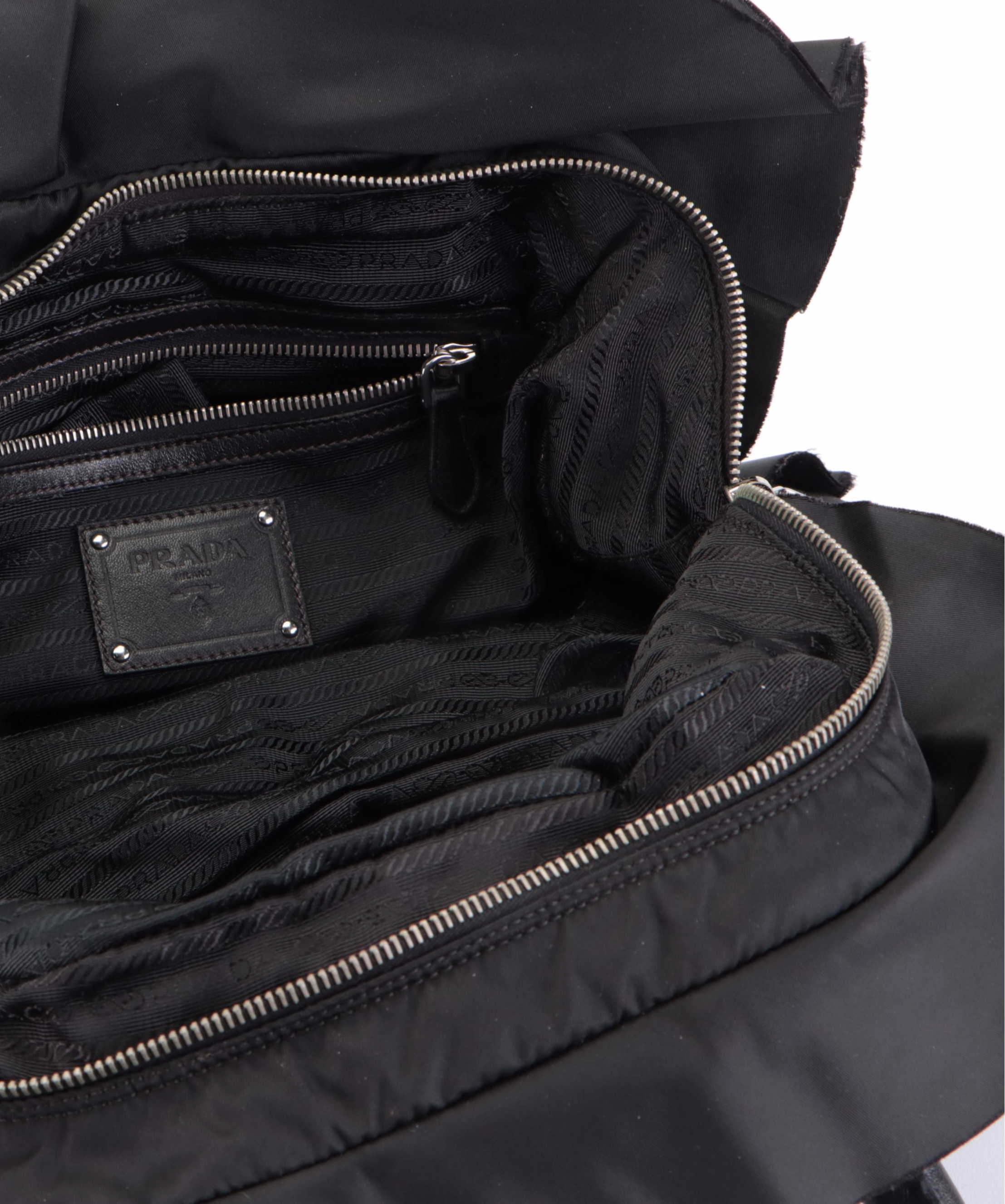 Prada Two-Way Bag in Black Tessuto Nylon with Raw Edge Detail