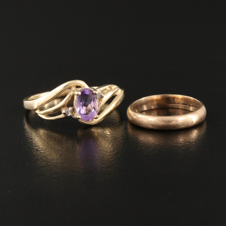 10K Amethyst and Diamond Ring with 10K Child's Band