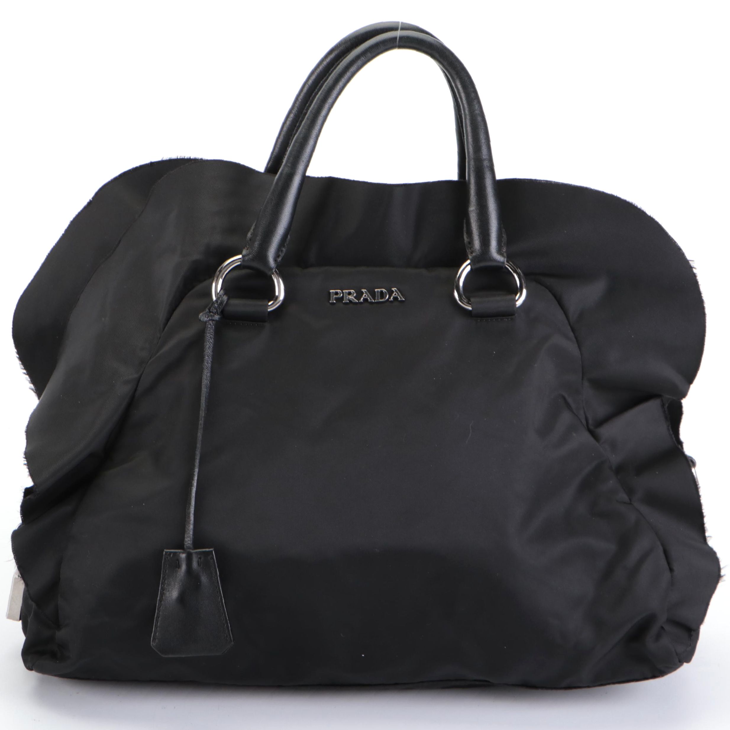 Prada Two-Way Bag in Black Tessuto Nylon with Raw Edge Detail