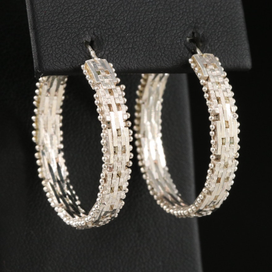 Milor Italian Sterling Riccio Hoop Earrings