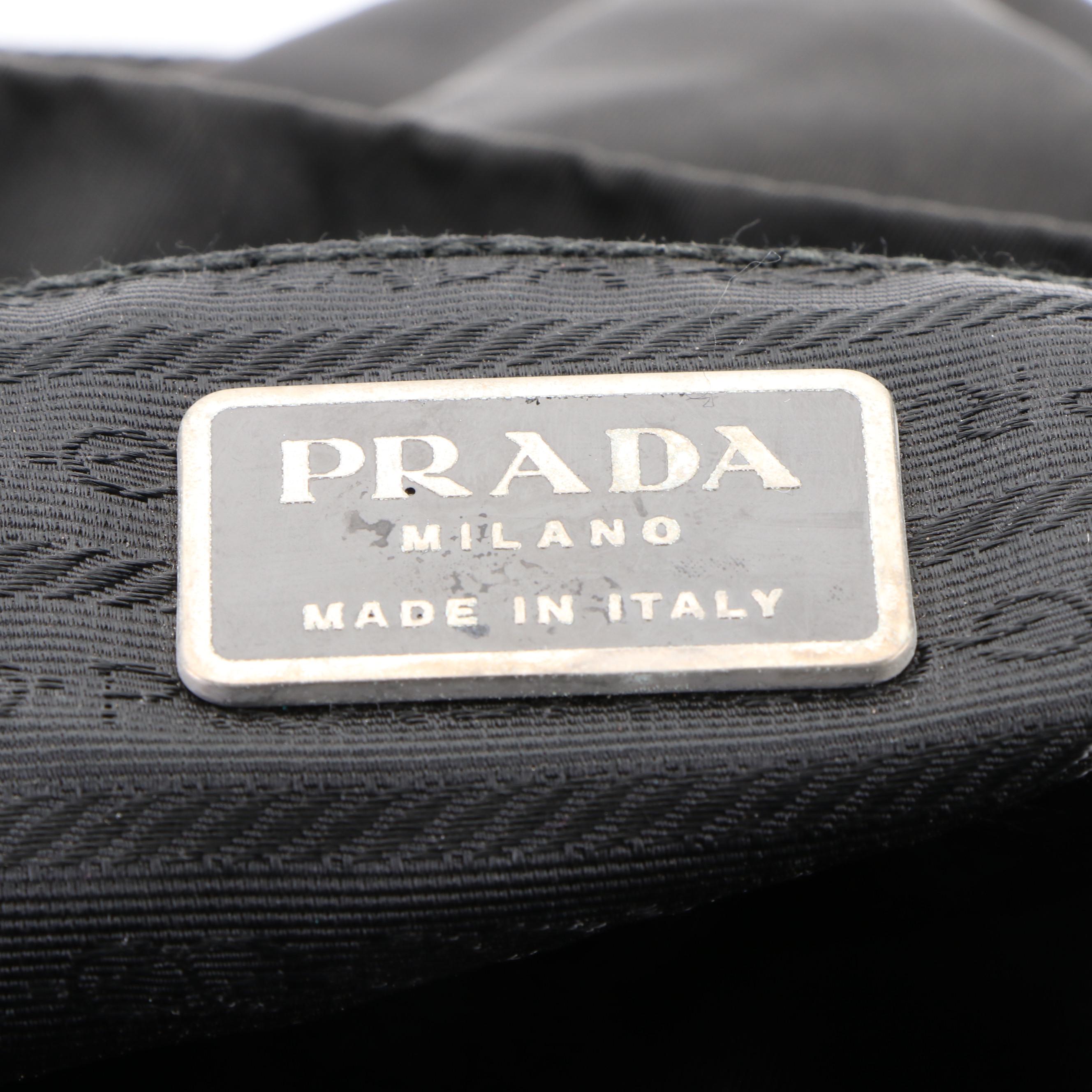 Prada Drawstring Backpack in Black Tessuto Nylon with Leather Trim